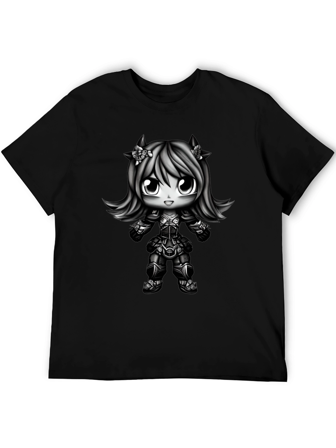 Black Anime Girl Graphic Black T-Shirt view 5
