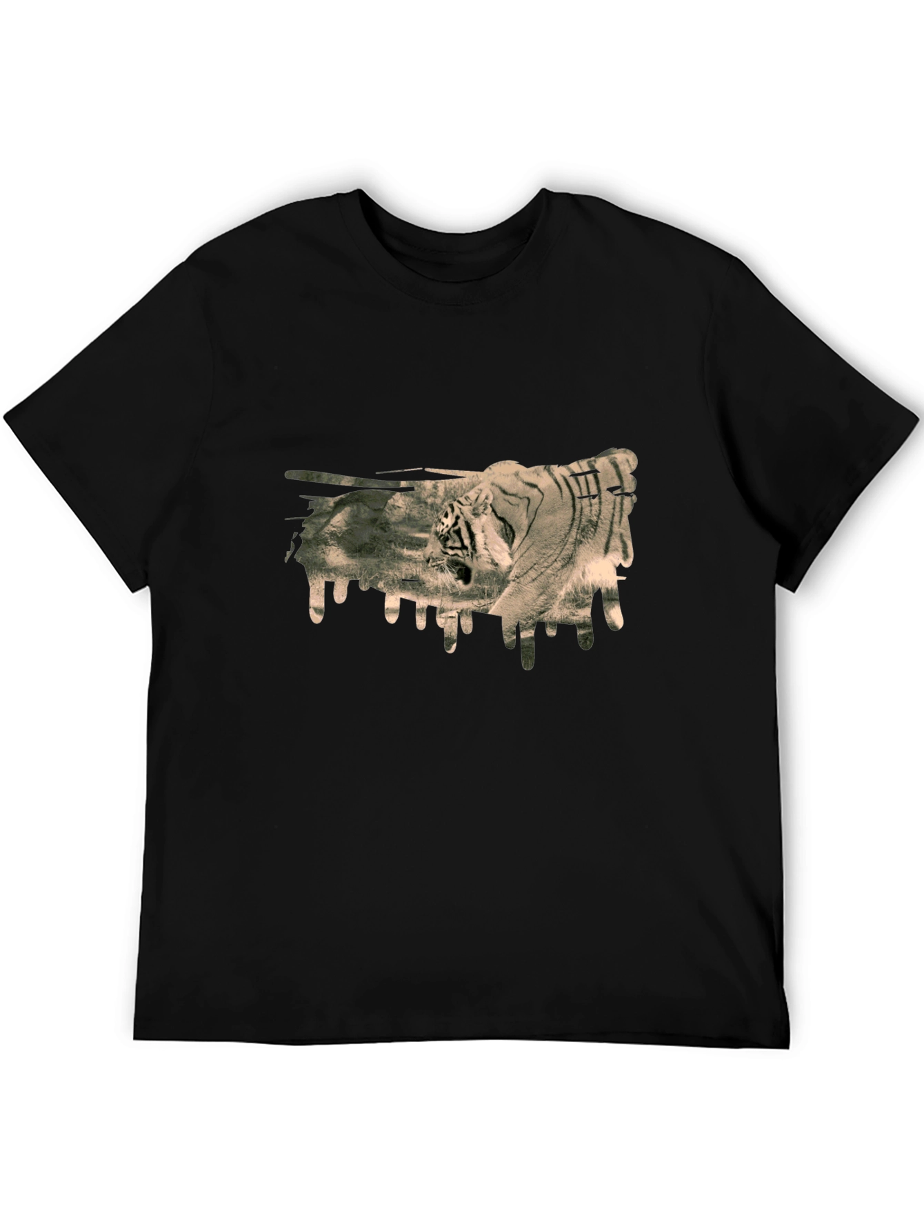 Black Tiger Graphic Print Black T-Shirt view 5