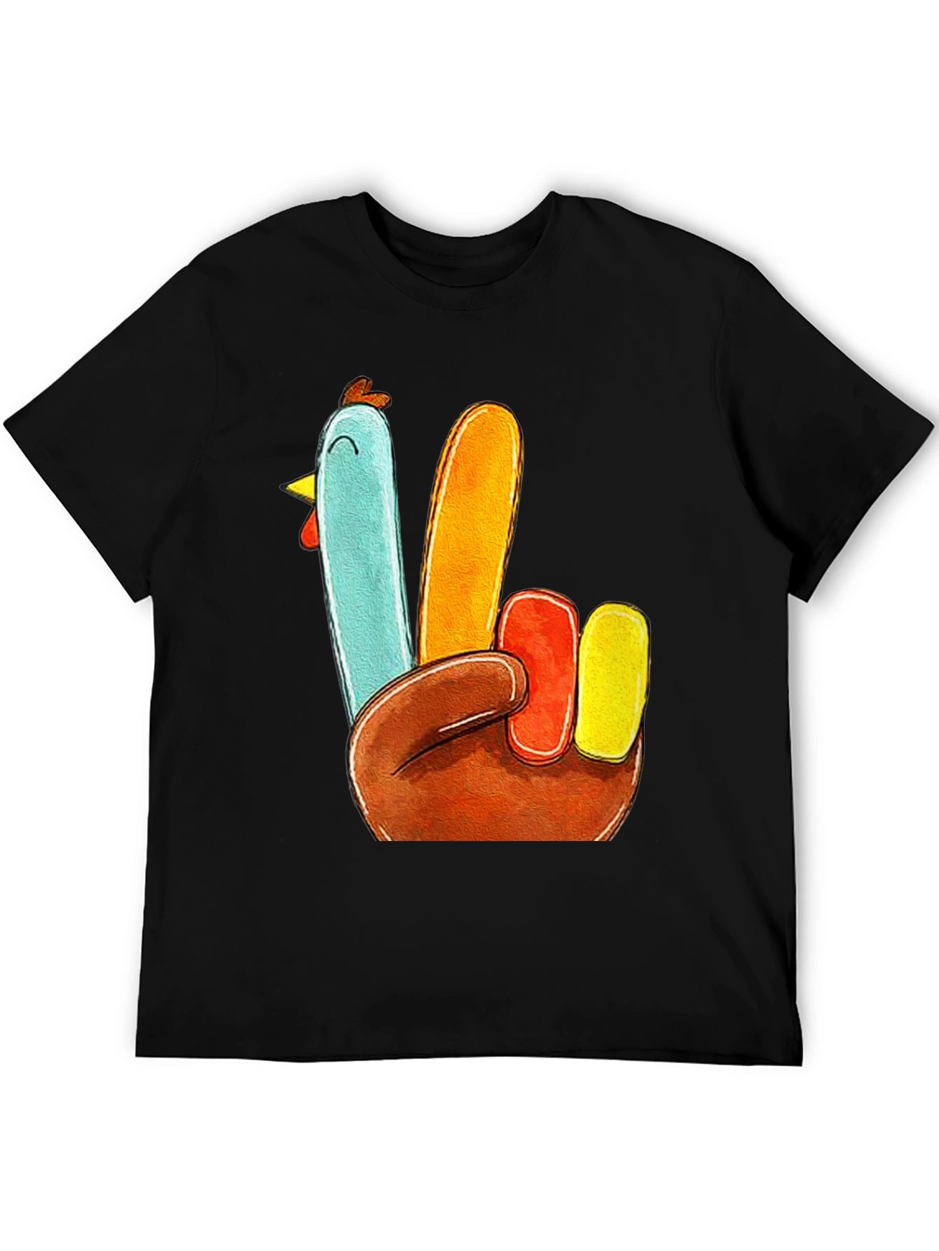 Black Turkey Peace Sign Thanksgiving T-Shirt view 5