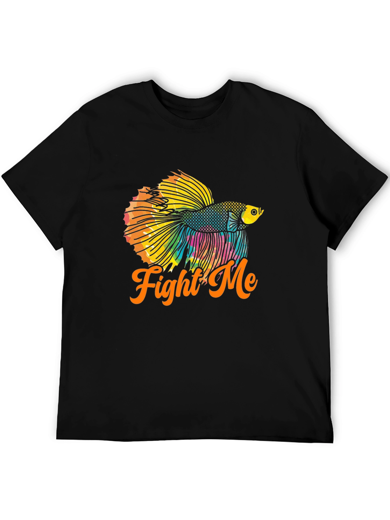 Black Fight Me Betta Fish T-Shirt - Black view 5