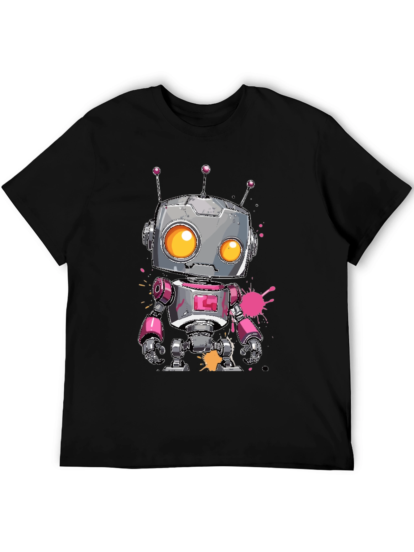 Black Robot Graphic Tee - Cool Cartoon Robot Design view 5