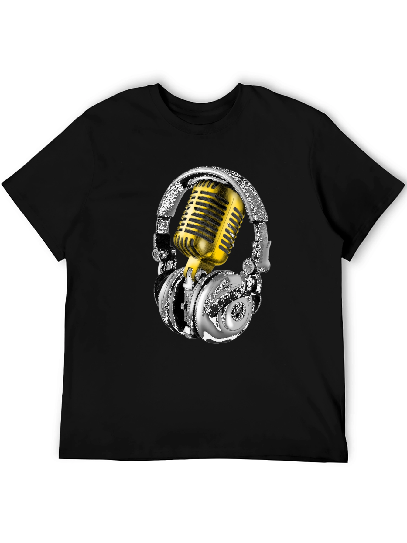 Black Headphones & Mic Graphic Tee view 5