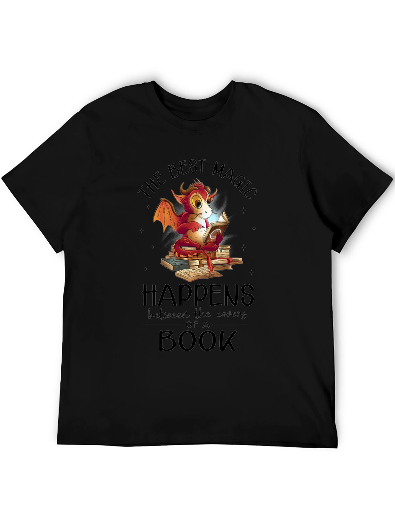 Black Dragon Reading Book T-Shirt view 5