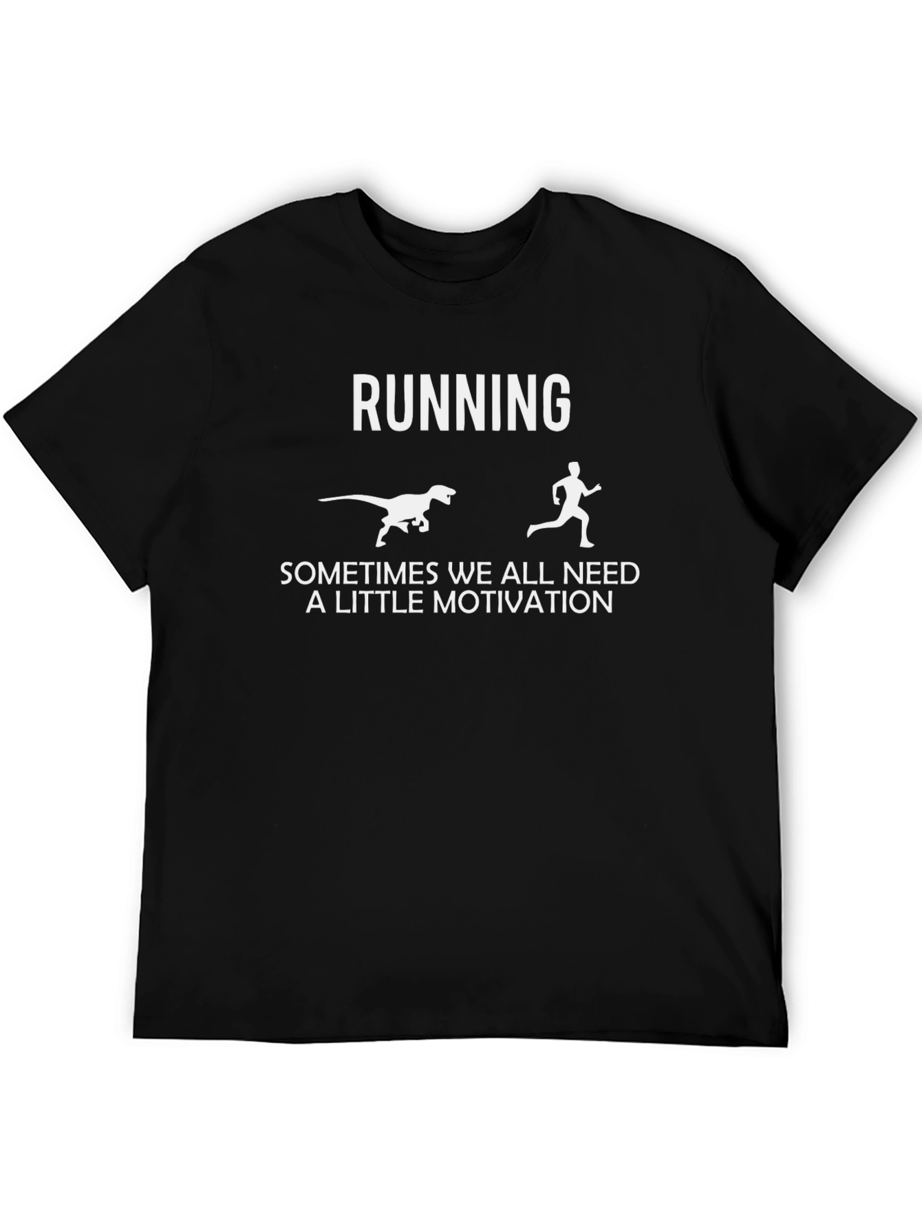 Black Funny Running Motivation T-Shirt Dinosaur view 5
