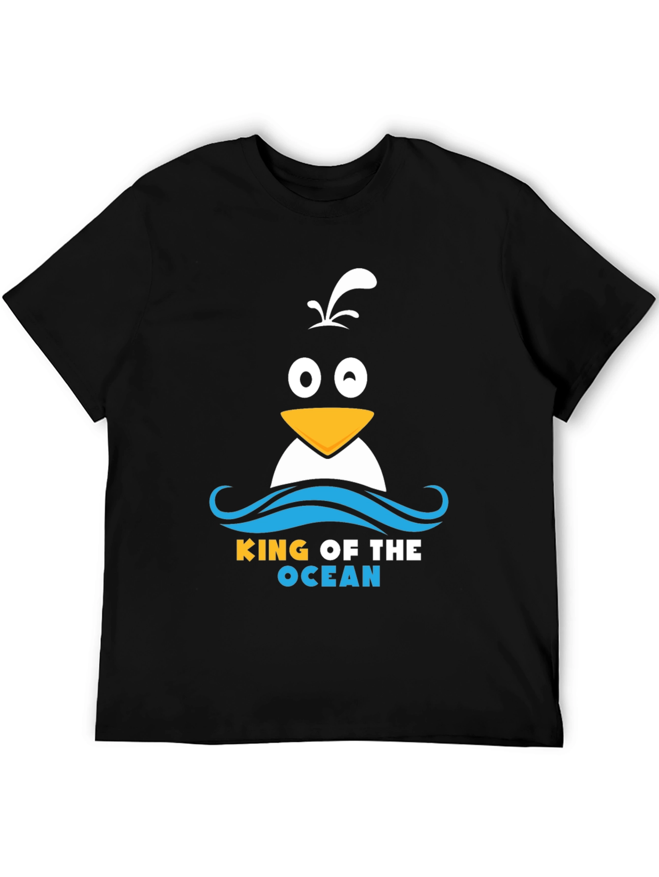 Black King of the Ocean Penguin T-Shirt - Black view 5