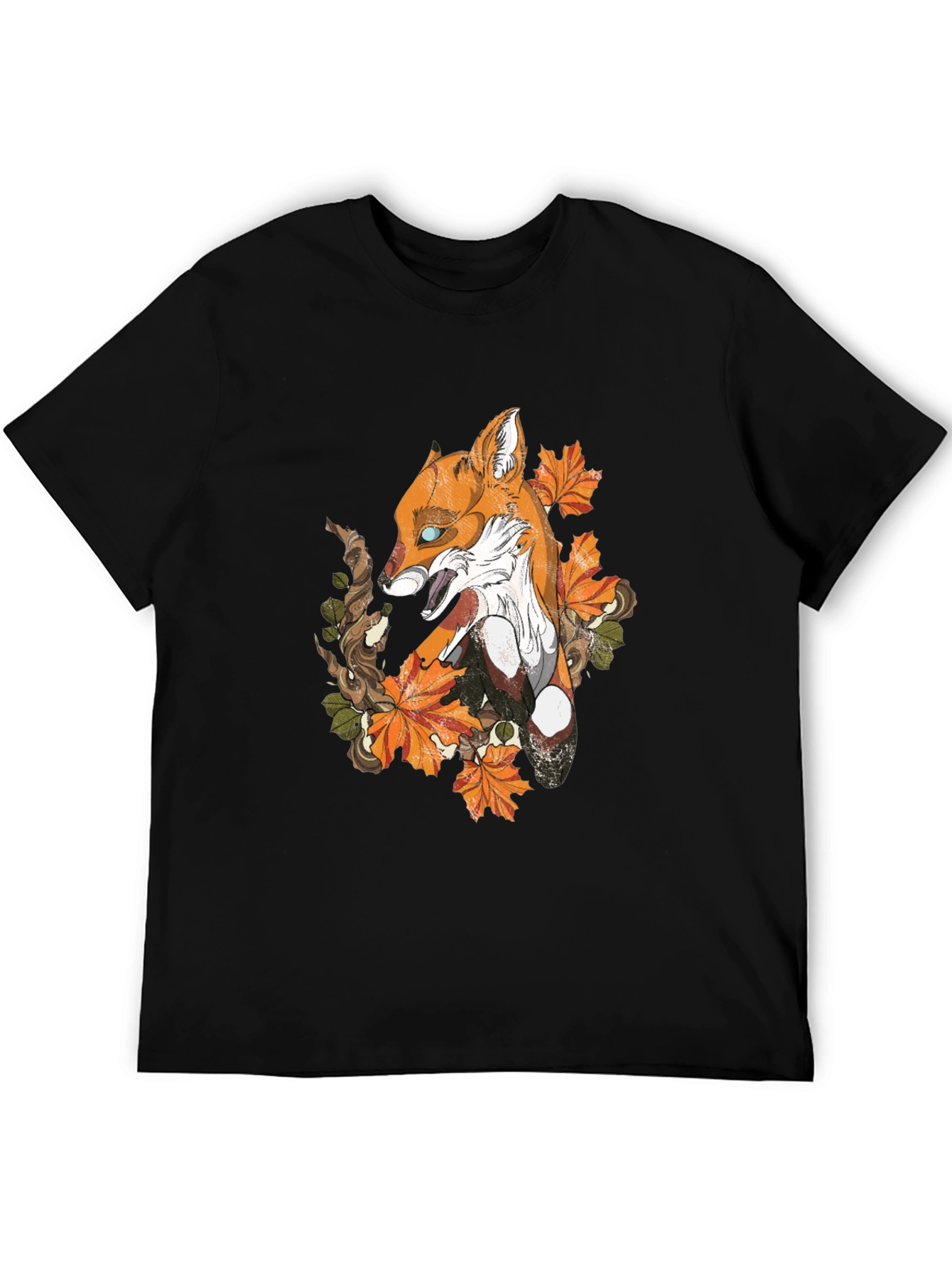 Black Fox & Foliage Graphic Tee - Urban Style view 5