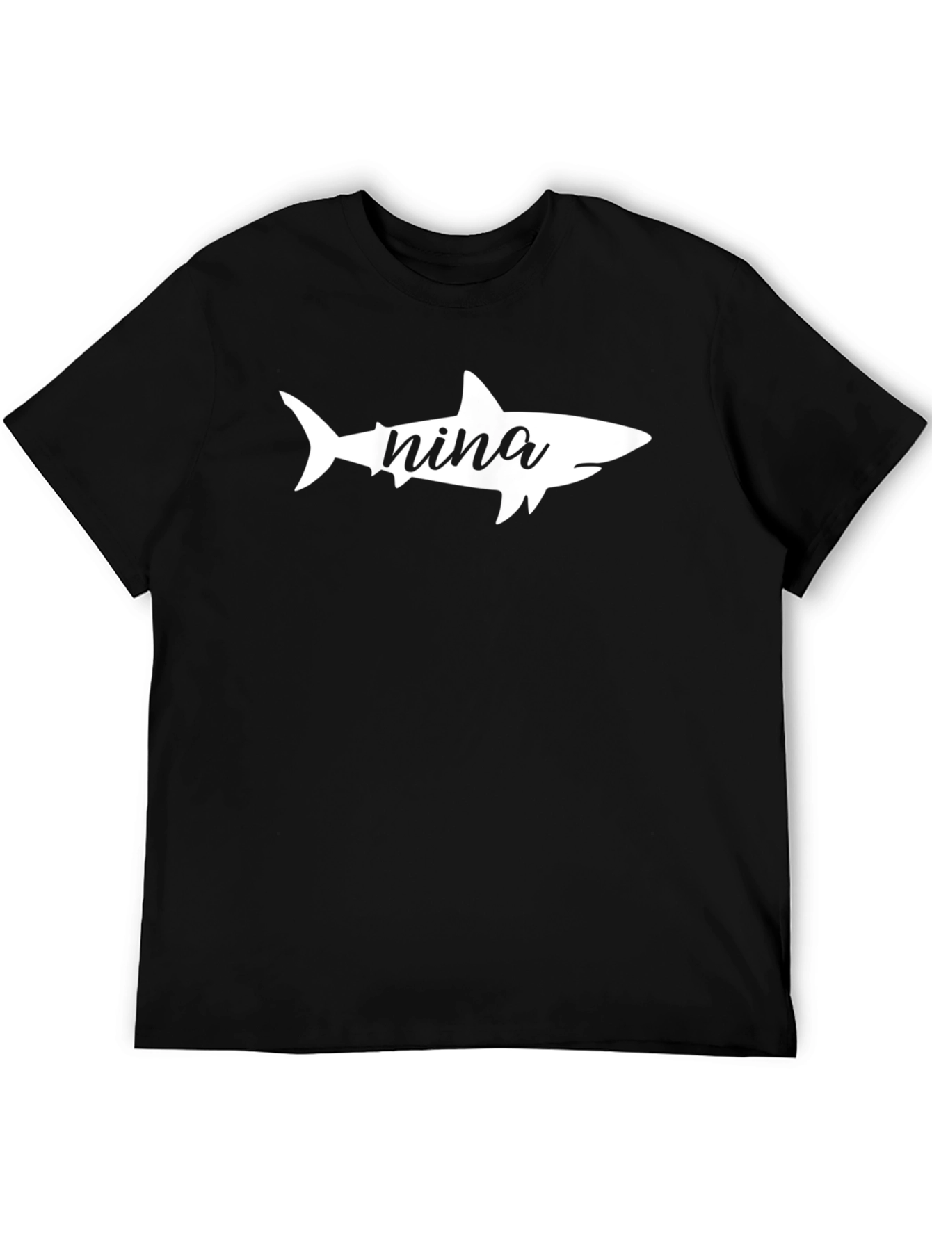 Black Nina Shark Graphic Tee - Black Cotton T-Shirt view 5