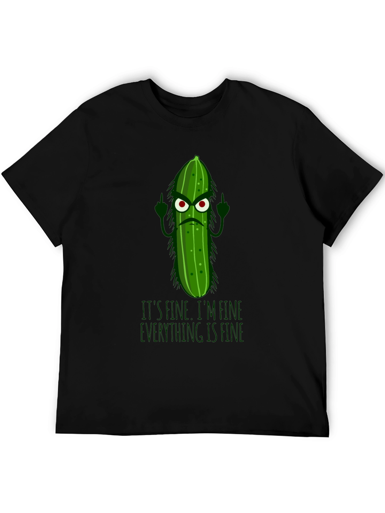 Black Funny Pickle T-Shirt - It's Fine, I'm Fine, Everything Is Fine view 5