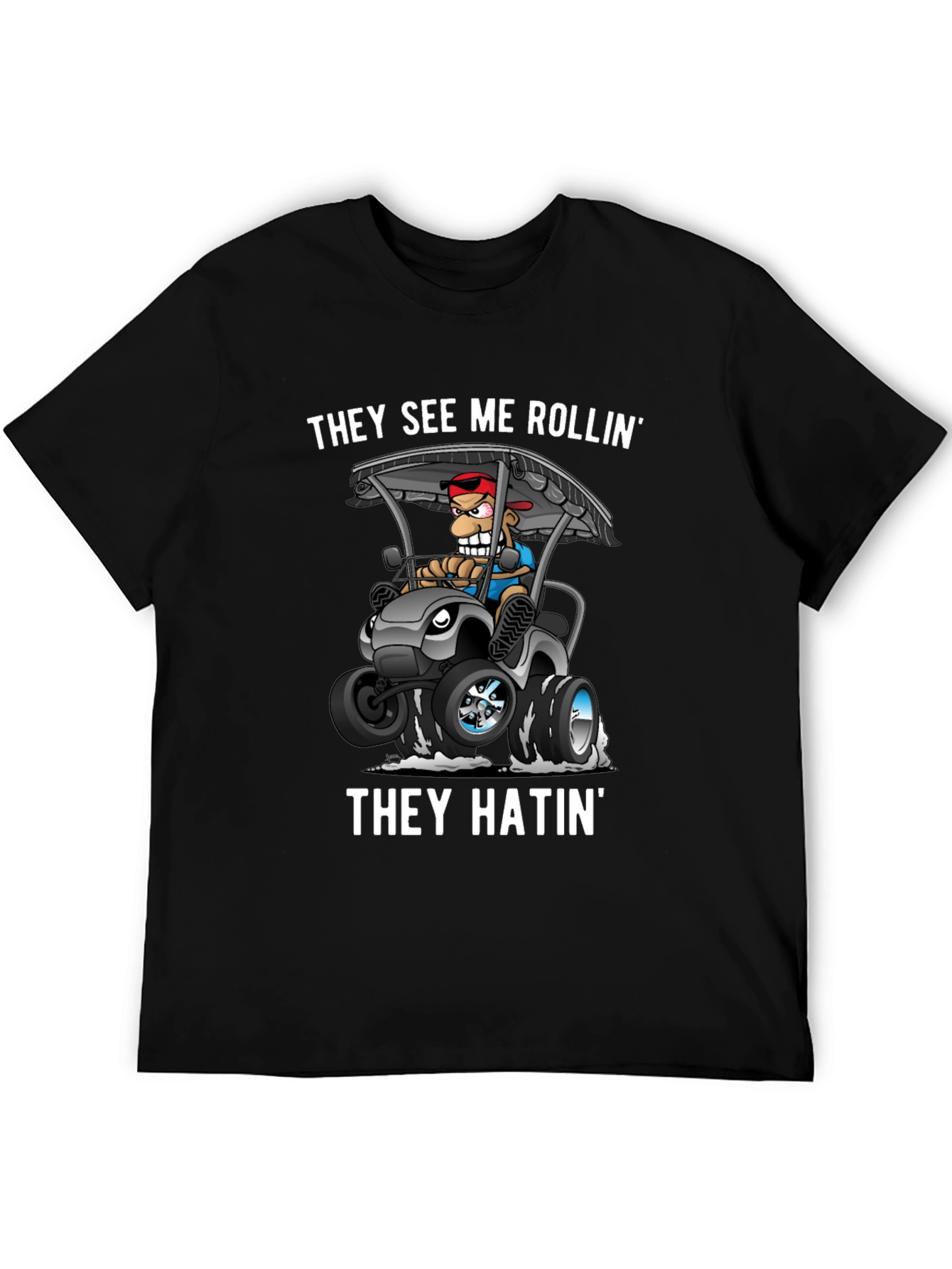Black They See Me Rollin' T-Shirt view 5