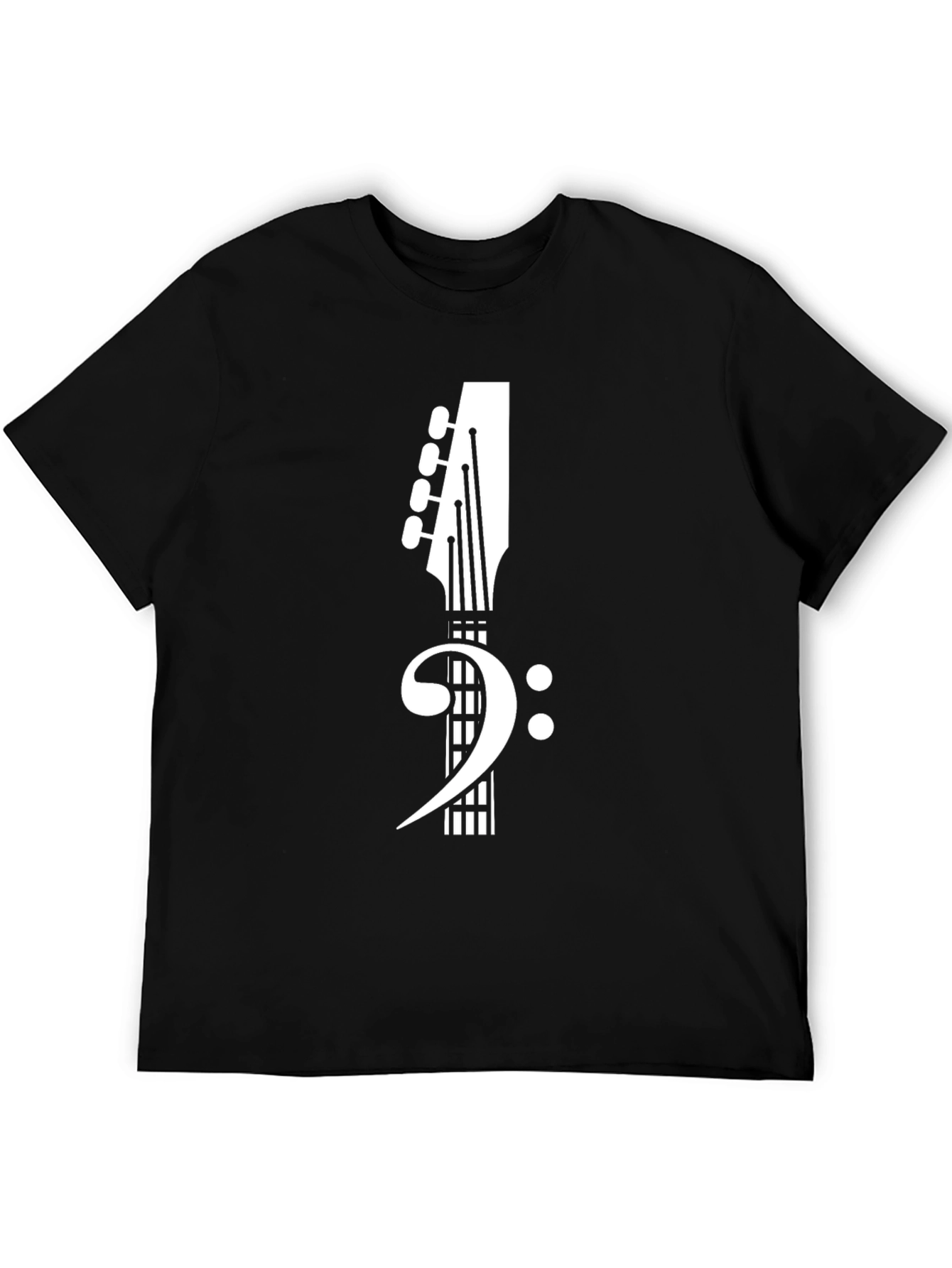 Black Bass Clef Guitar Tee - Music Lover's T-Shirt view 5