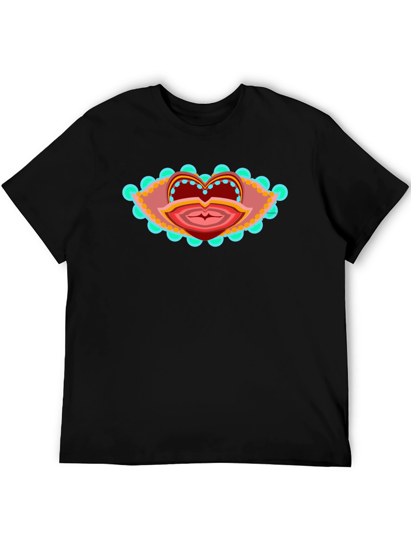 Black Abstract Lip Art T-Shirt - Unique Graphic Tee view 5