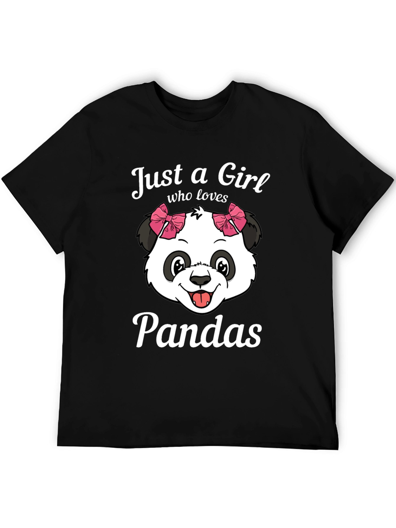 Black Just a Girl Who Loves Pandas T-Shirt view 5