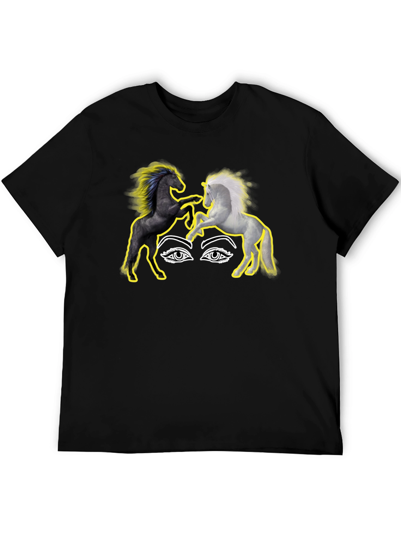 Black Yin Yang Horses Graphic T-Shirt view 5