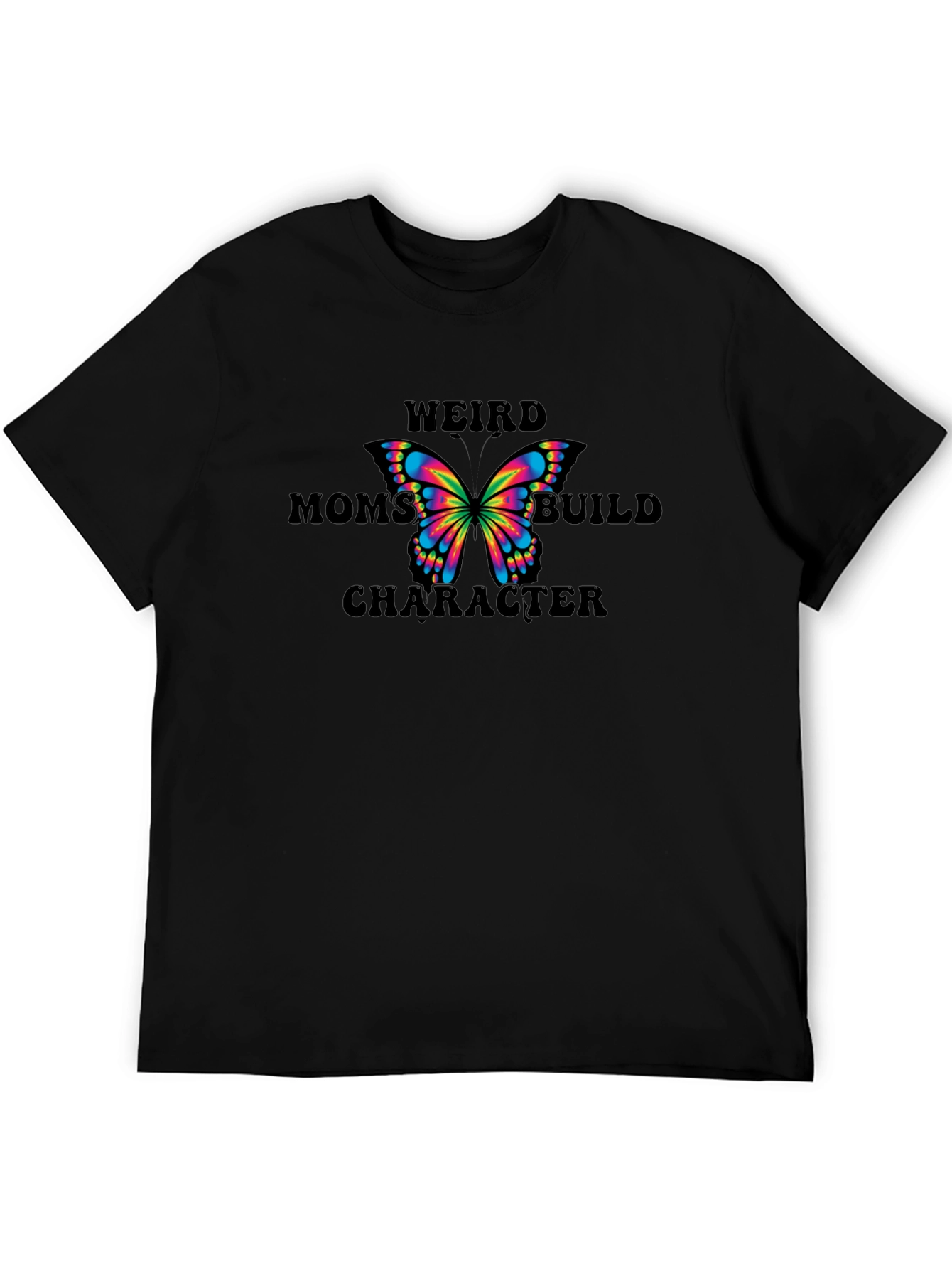 Black Weird Moms Build Character Butterfly T-Shirt view 5