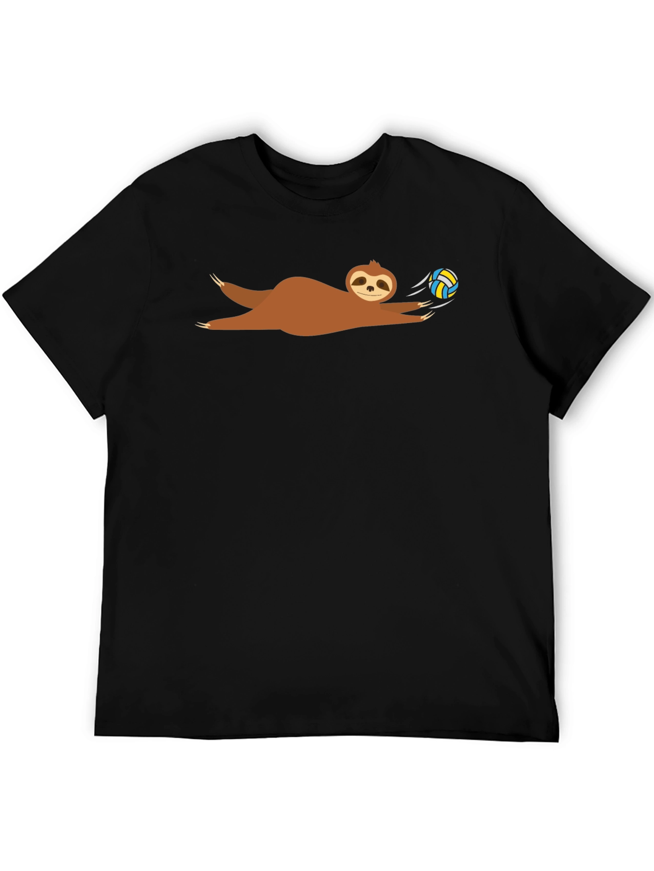 Black Volleyball Sloth Graphic T-Shirt - Funny Casual Tee view 5