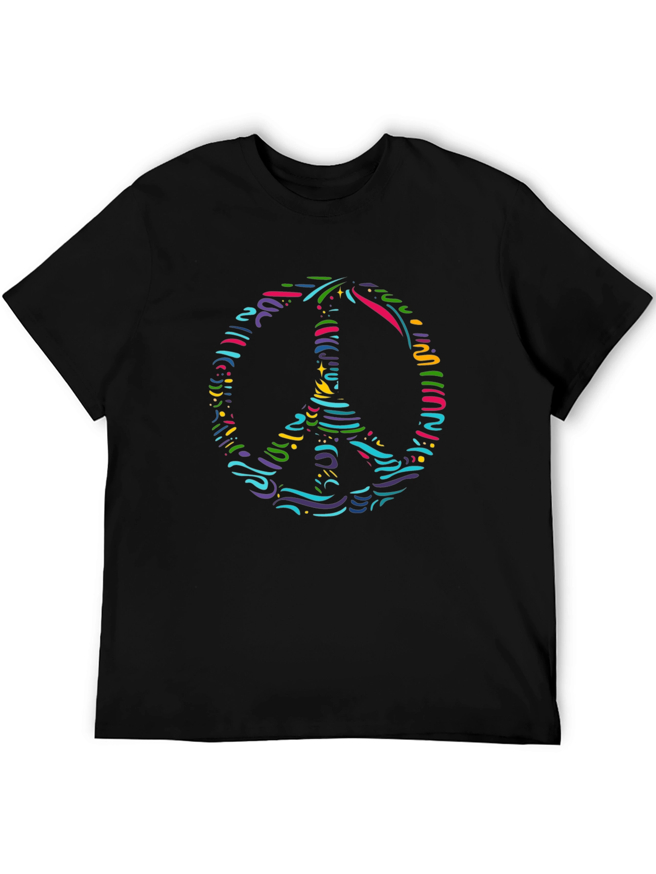 Black Peace Sign Graphic Tee - Colorful Design view 5