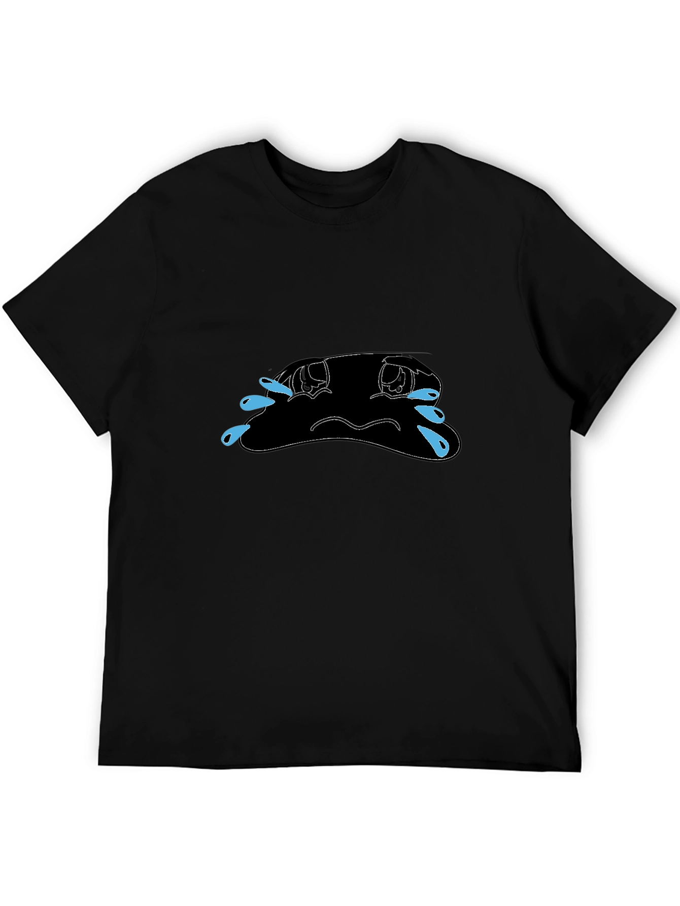 Black Sad Blob Crying Tears T-Shirt - Mens view 5