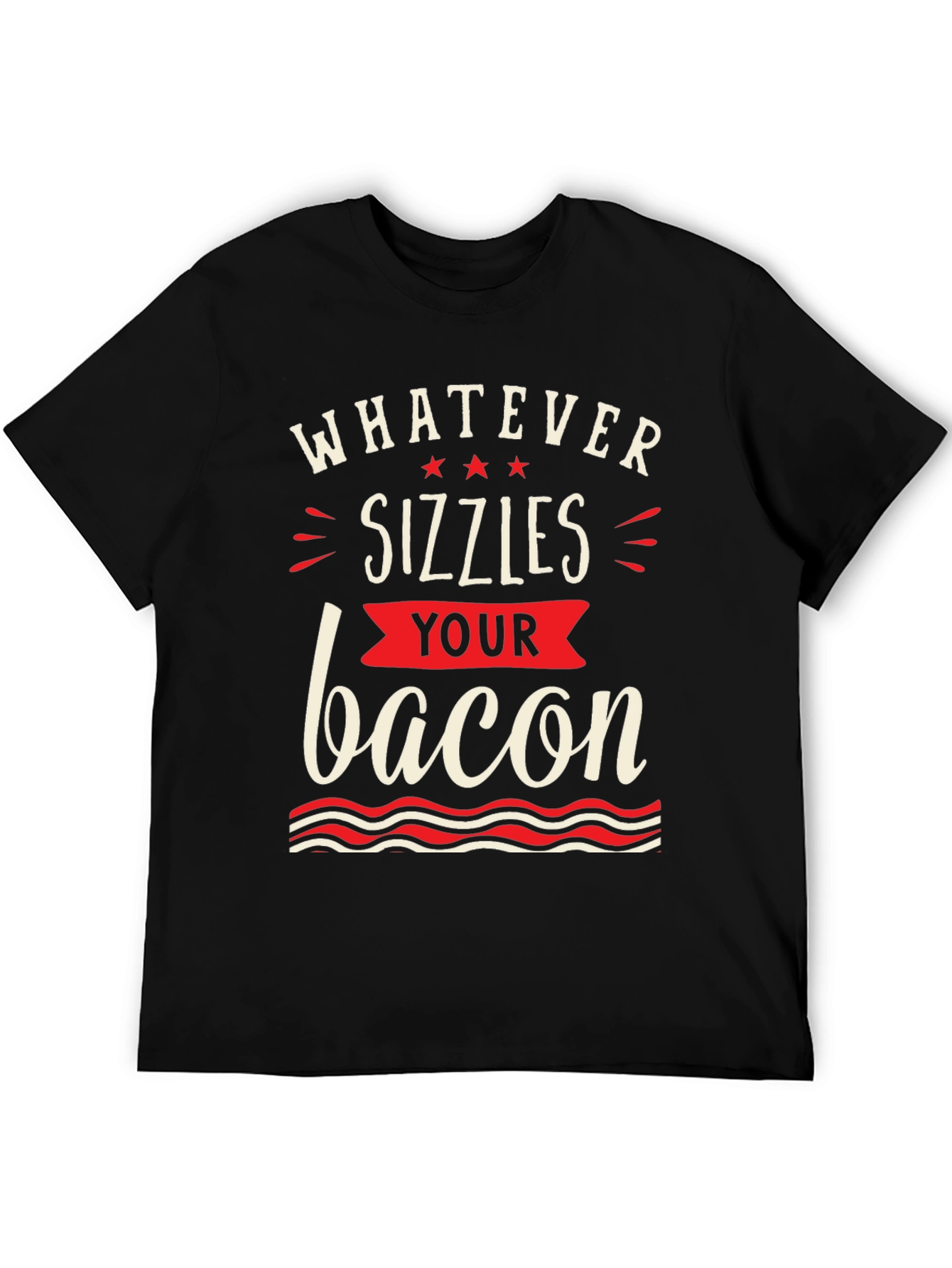 Black Whatever Sizzles Your Bacon Black T-Shirt view 5