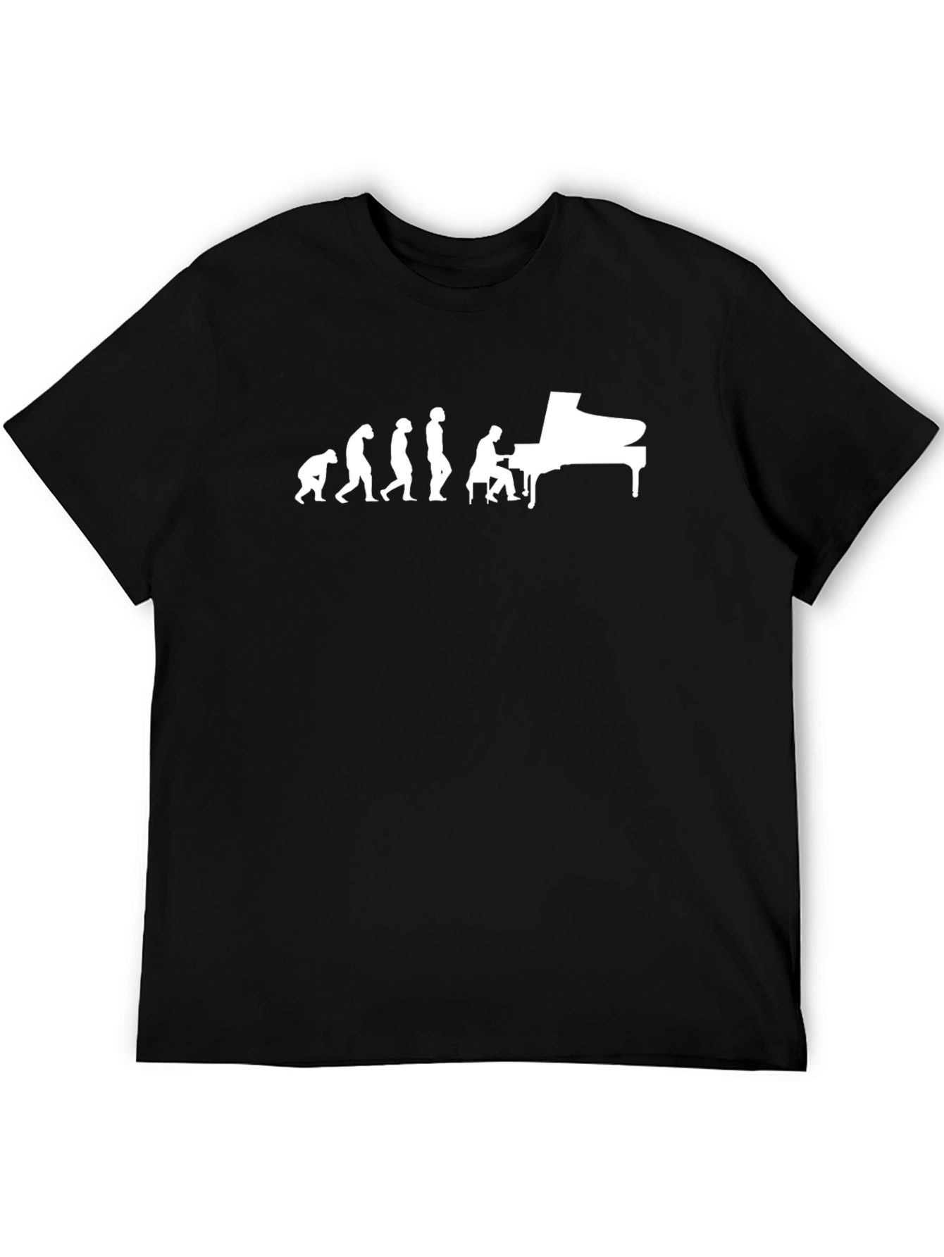 Black Evolution of Piano Player Black T-Shirt view 5