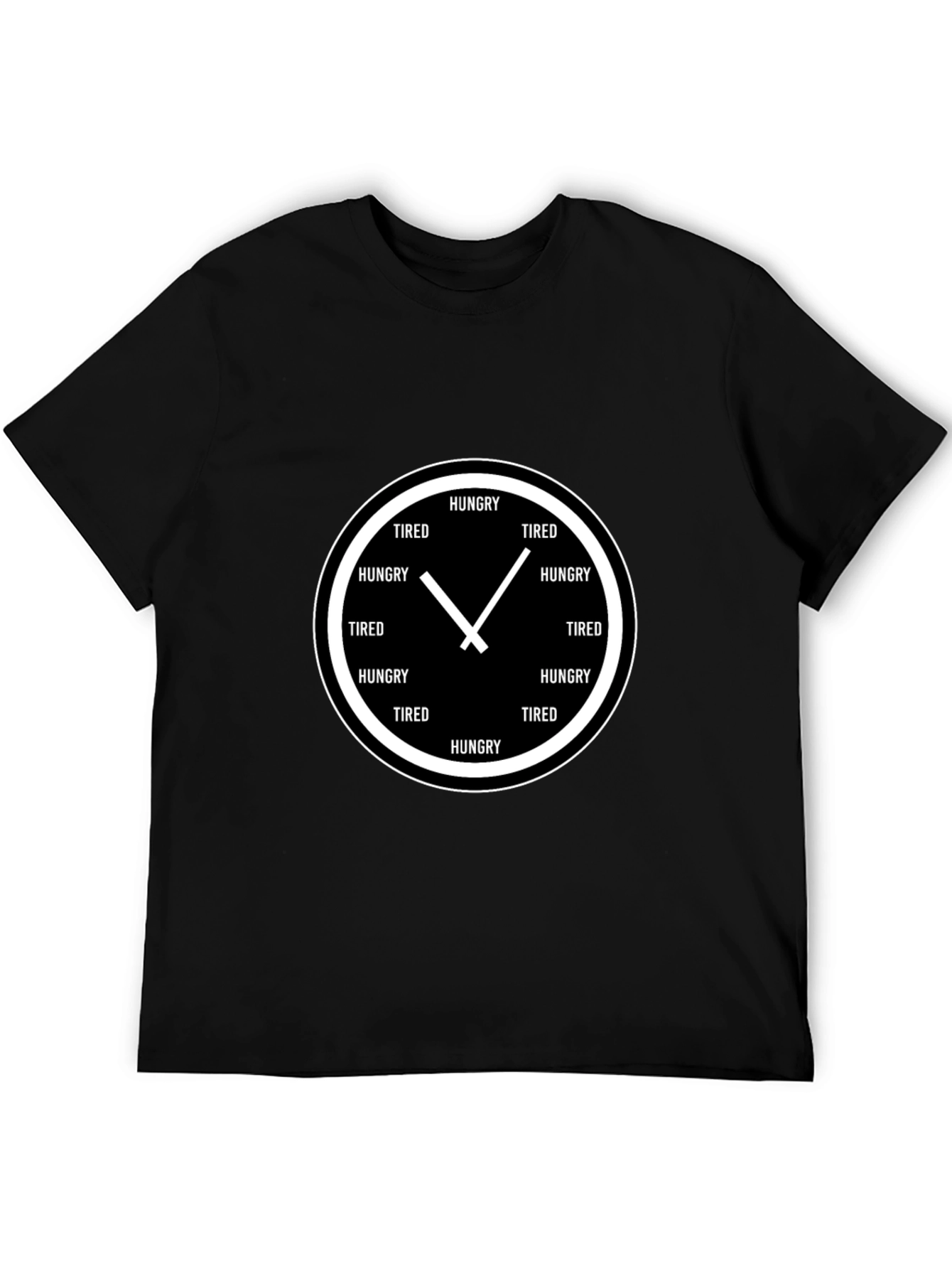 Black Hungry & Tired Clock Graphic Tee - Unisex Fit view 5