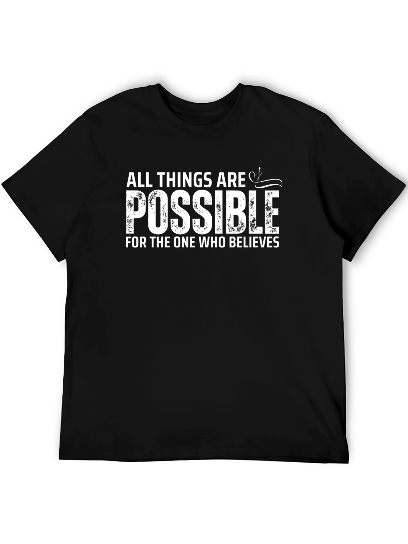 Black Inspirational 'All Things Are Possible' Graphic T-Shirt view 5