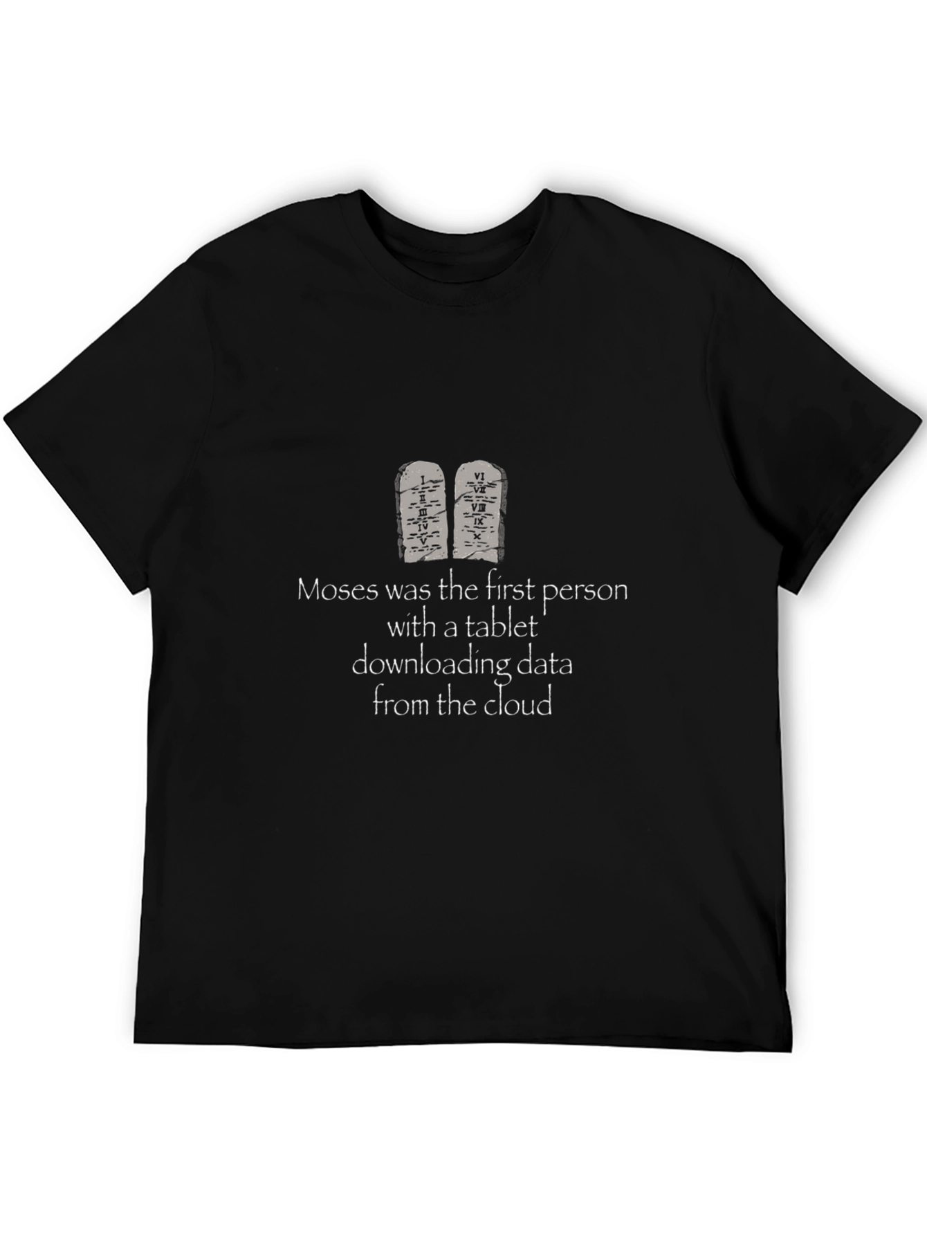 Black Moses Tablet Cloud Funny T-Shirt view 5