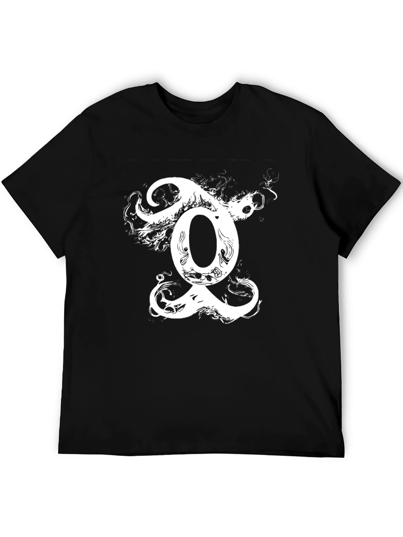 Black Black T-Shirt with Unique White Graphic Design view 5