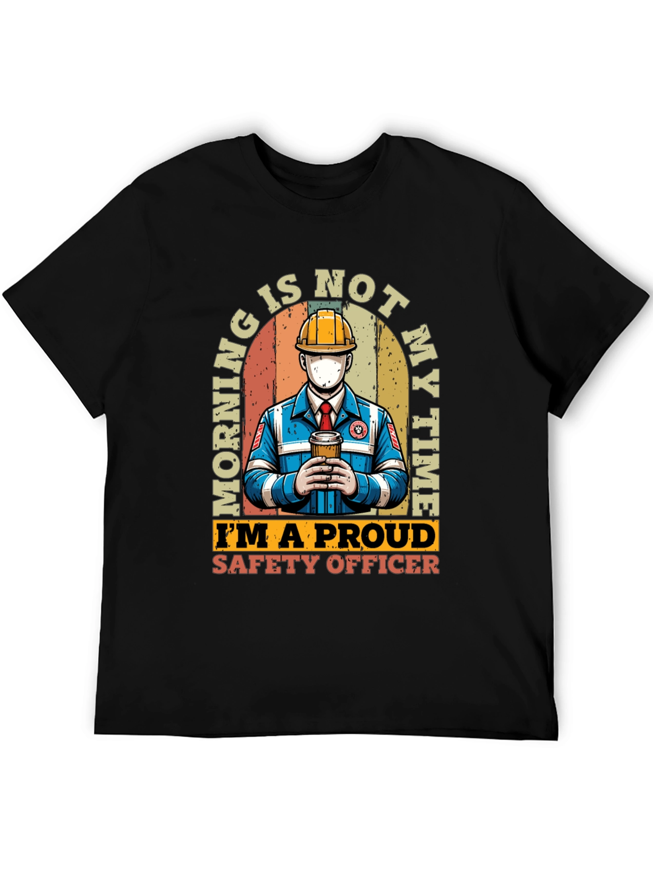 Black Safety Officer T-Shirt: Morning Is Not My Time view 5