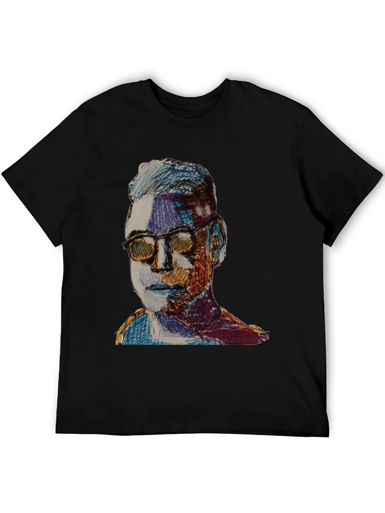 Black Artistic Portrait Graphic Tee - Black view 5