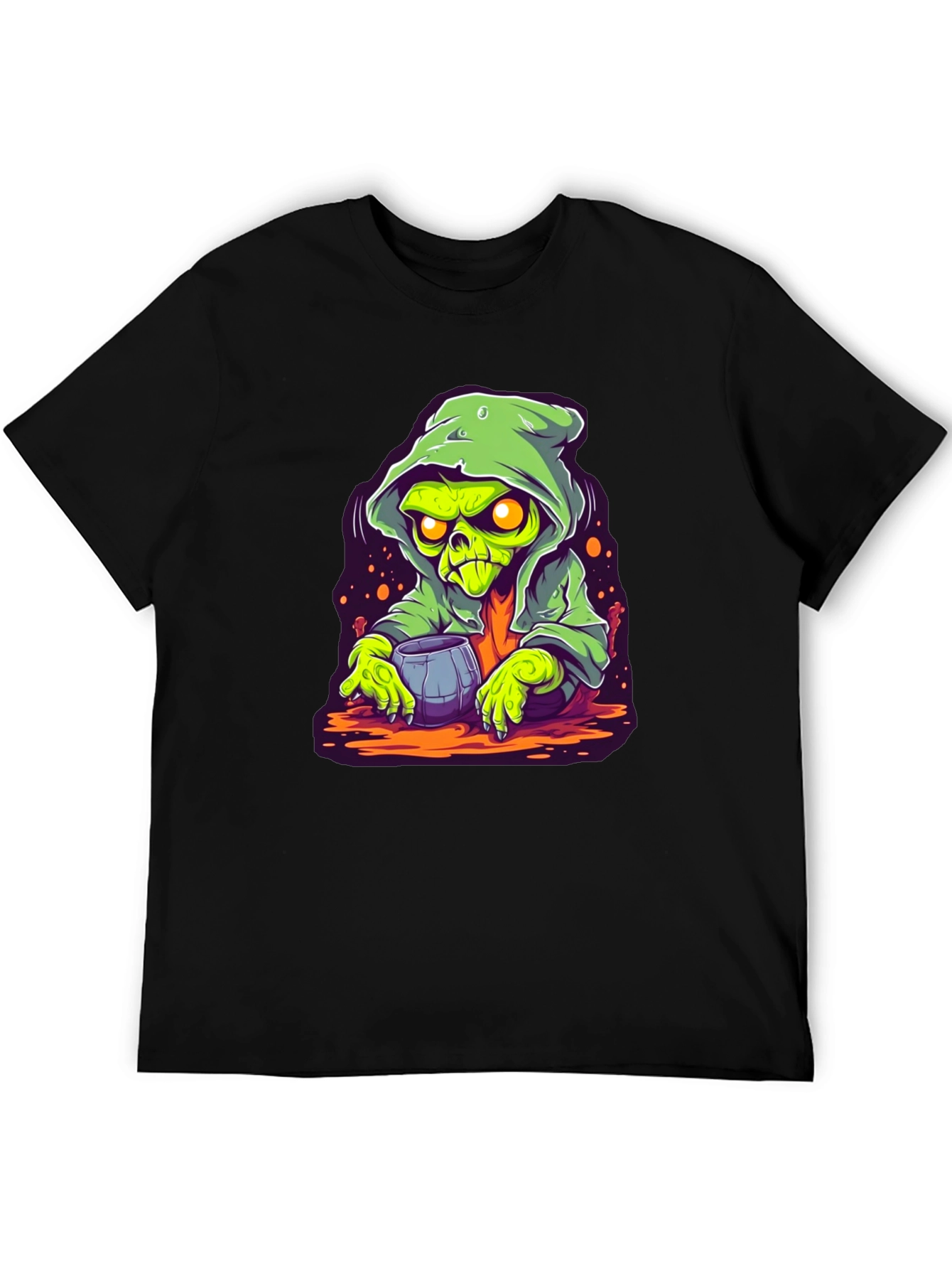 Black Grim Reaper Cartoon Graphic Black T-Shirt view 5