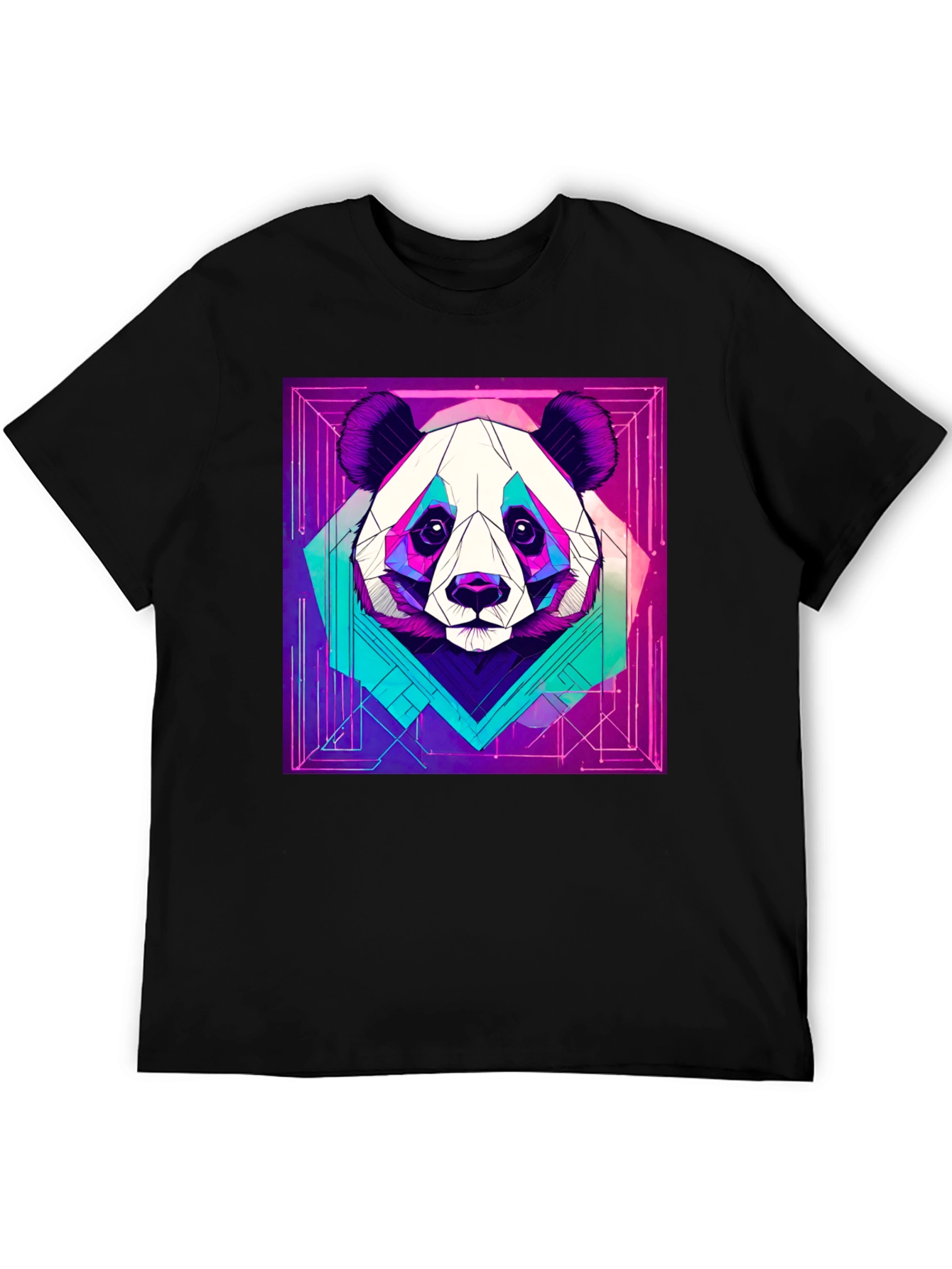 Black Cyberpunk Panda Graphic Tee - Cool Animal Design view 5