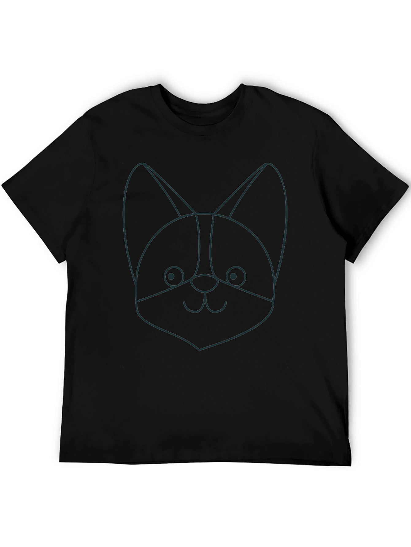 Black Corgi Outline Graphic Tee - Soft Black Cotton view 5