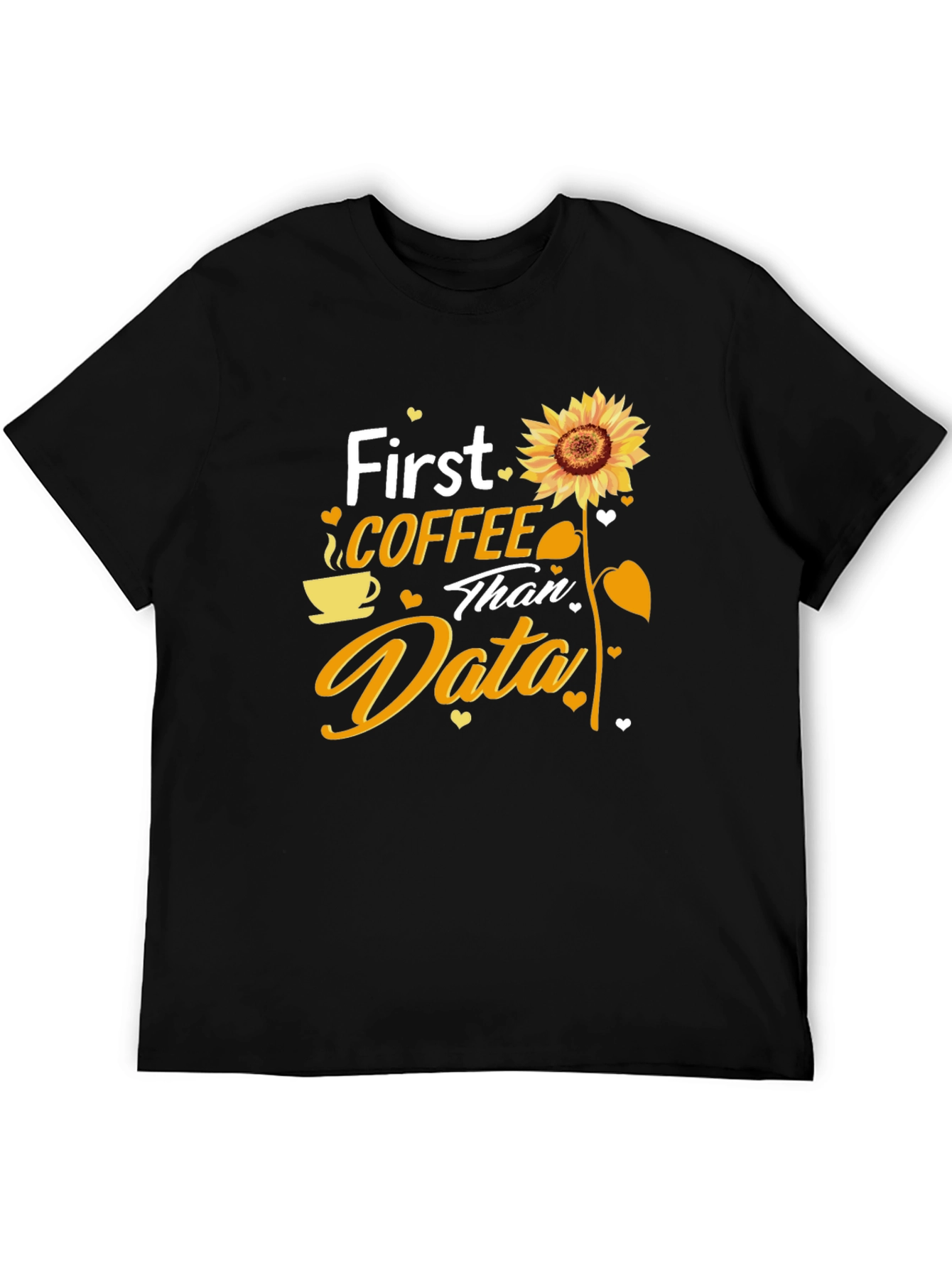 Black Coffee and Data T-Shirt - Sunflower Design view 5