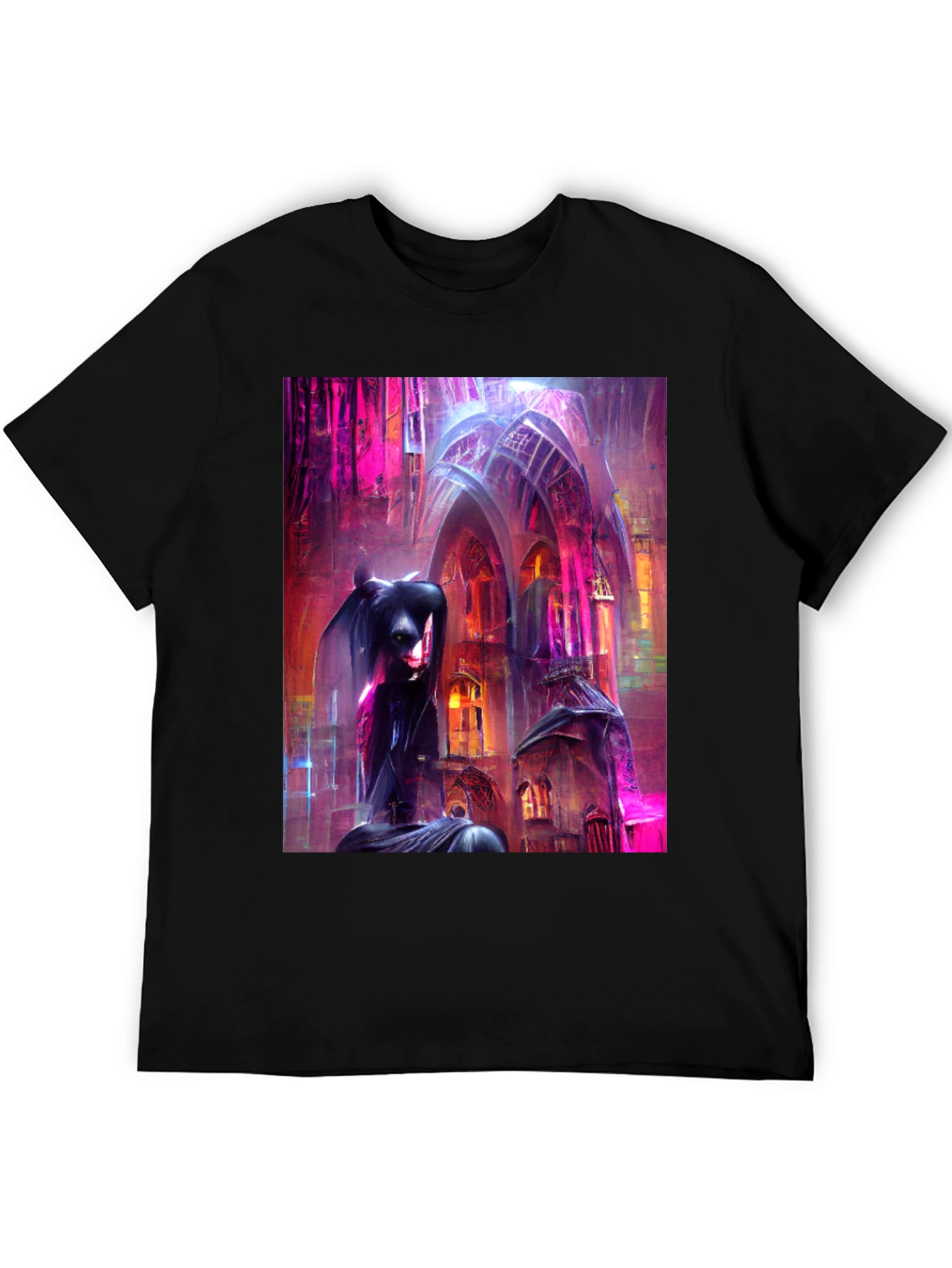 Black Gothic Art Tee - Dark Fantasy Style T-Shirt view 5