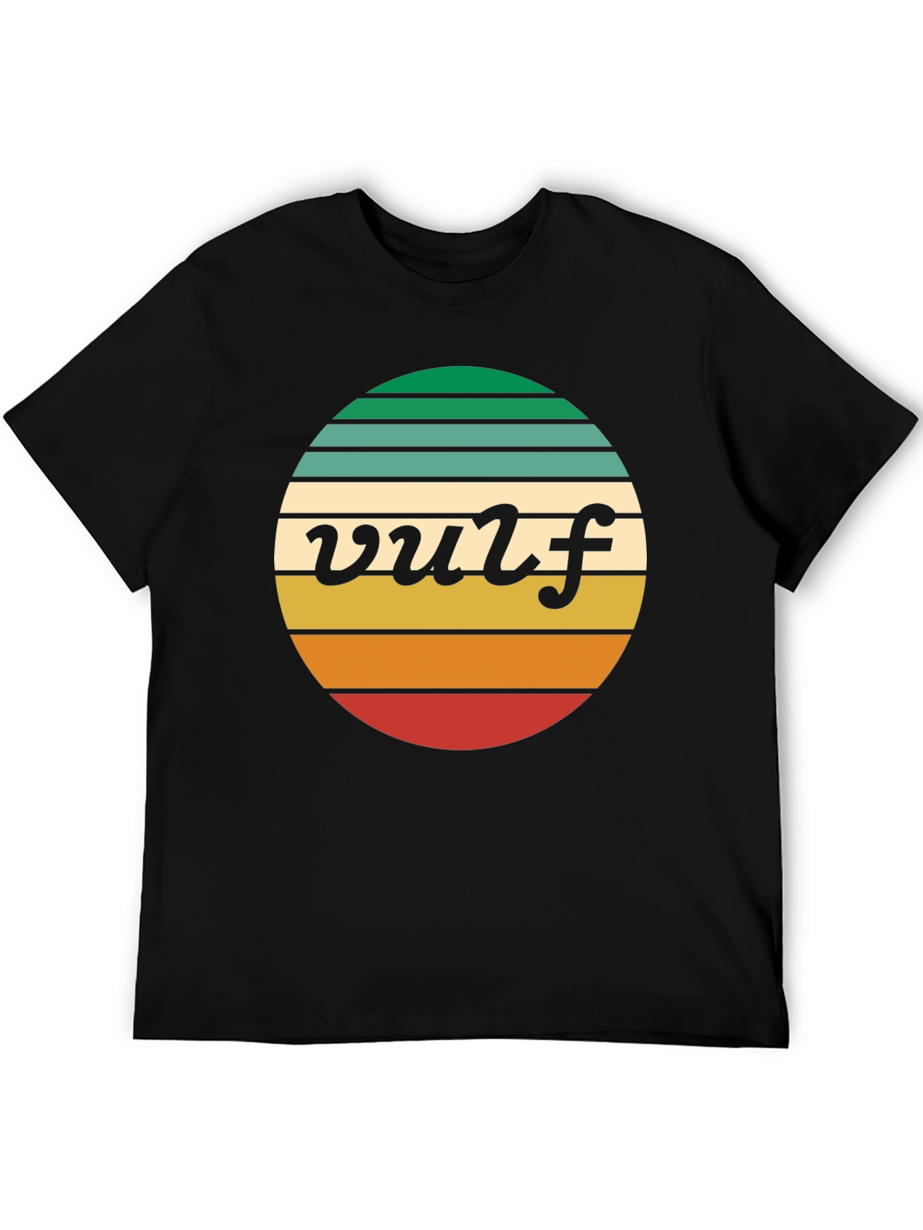 Black Retro Vulf Tee - Striped Circle Graphic view 5