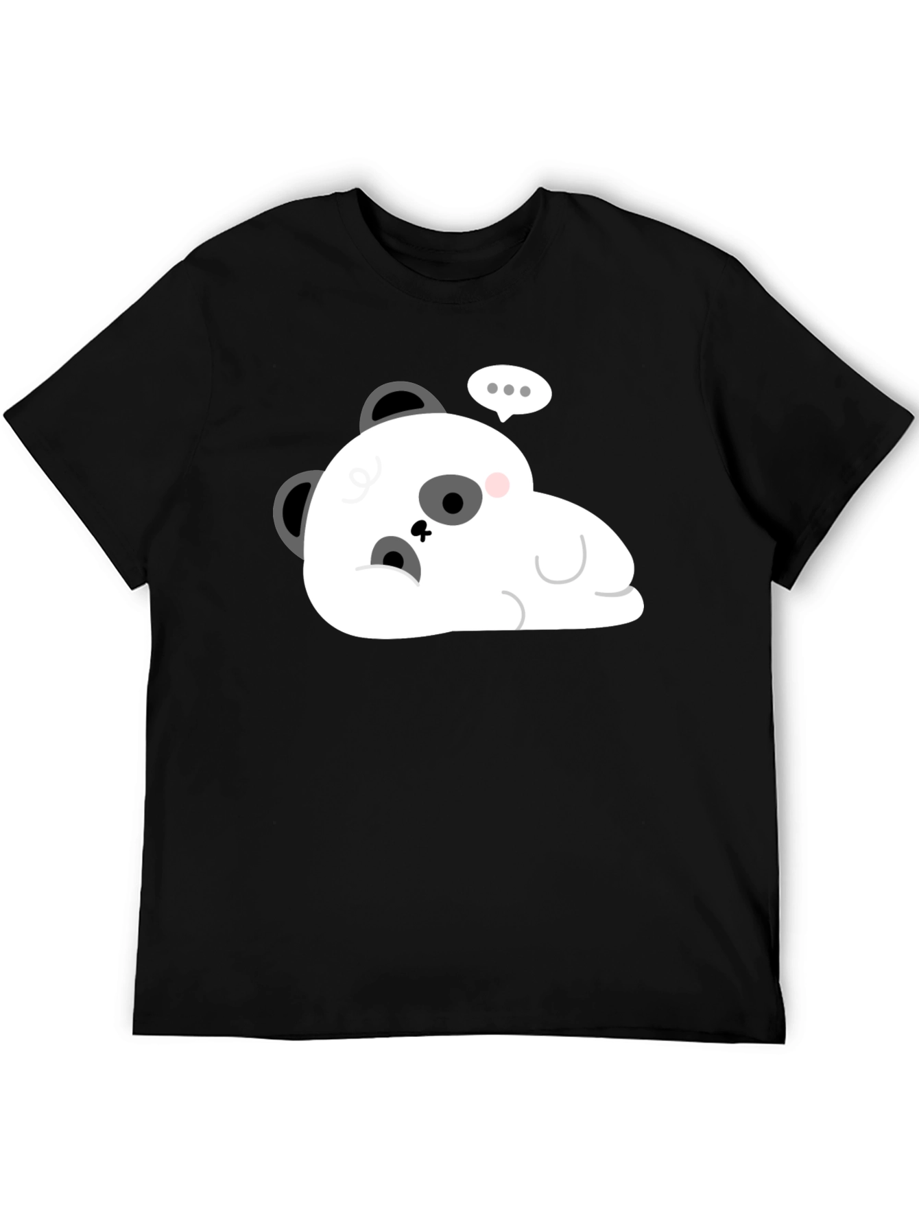 Black Cute Cartoon Panda Graphic T-Shirt - Black view 5