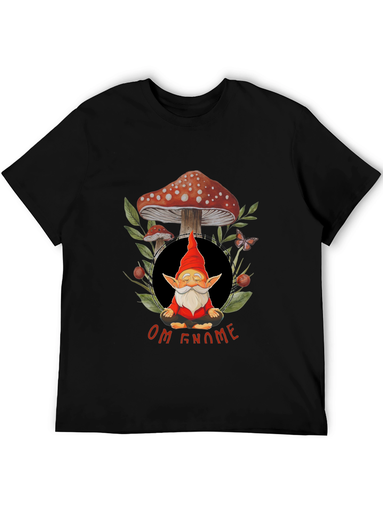 Black Om Gnome Meditation T-Shirt view 5