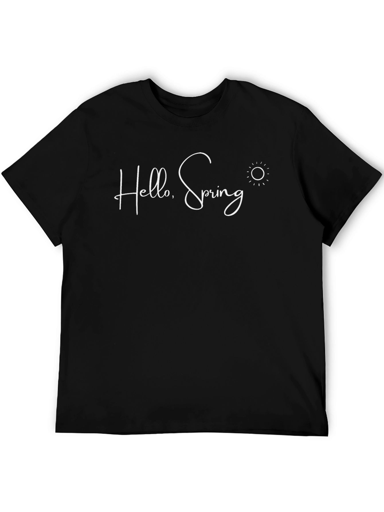 Black Hello Spring Graphic Tee - Soft Cotton Blend view 5