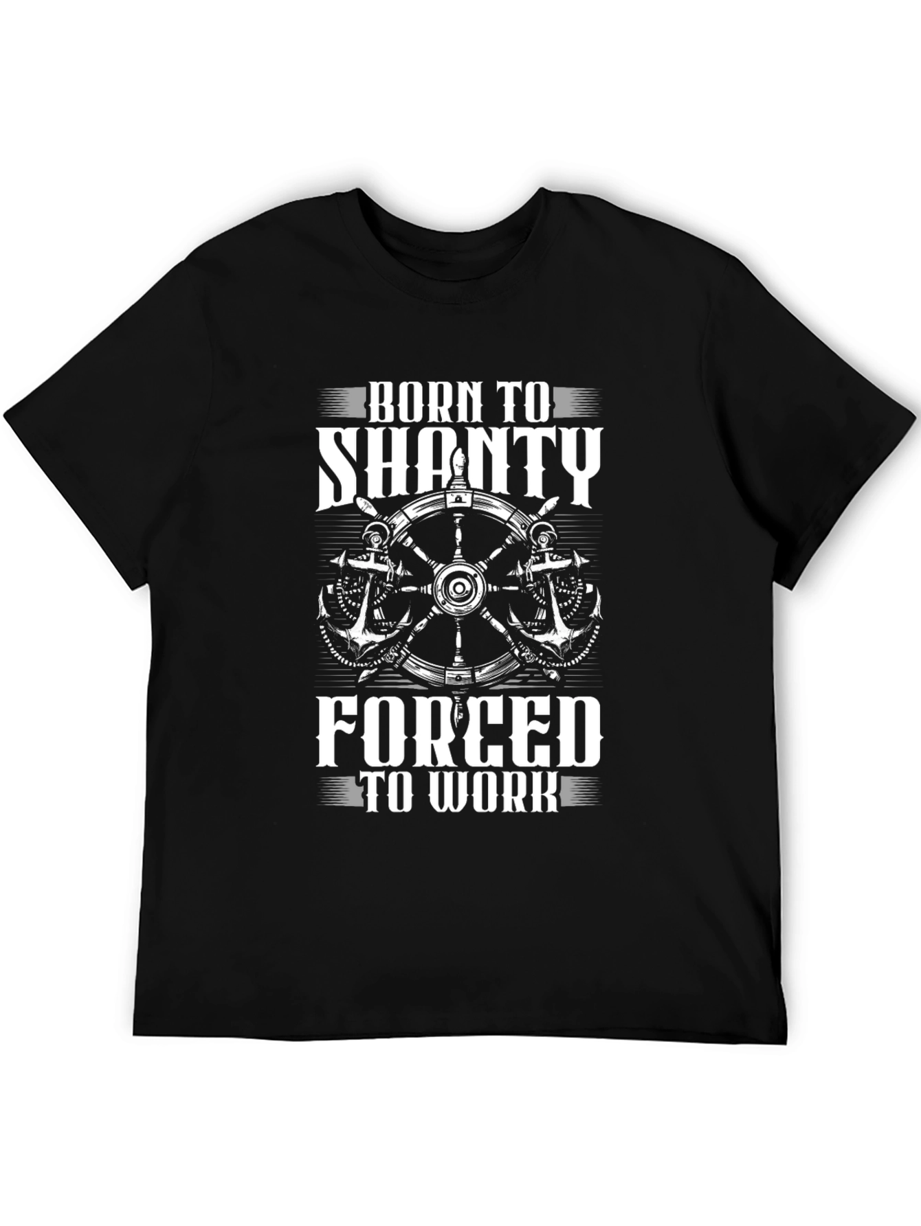 Black Born to Shanty T-Shirt - Nautical Humor Tee view 5