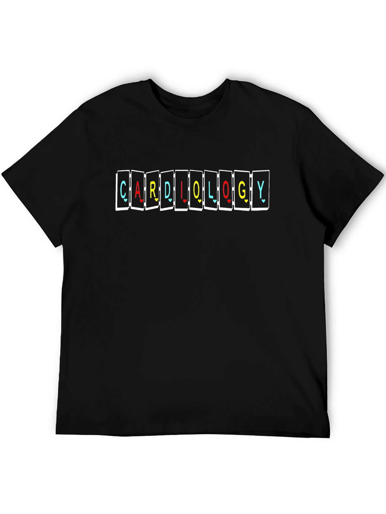 Black Cardiology Scrabbled T-Shirt - Doctor Nurse Medical view 5