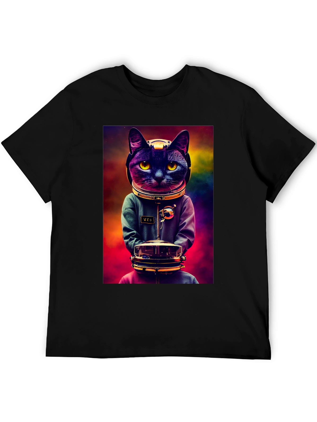 Black Astronaut Cat Graphic Tee - Space Kitten T-Shirt view 5