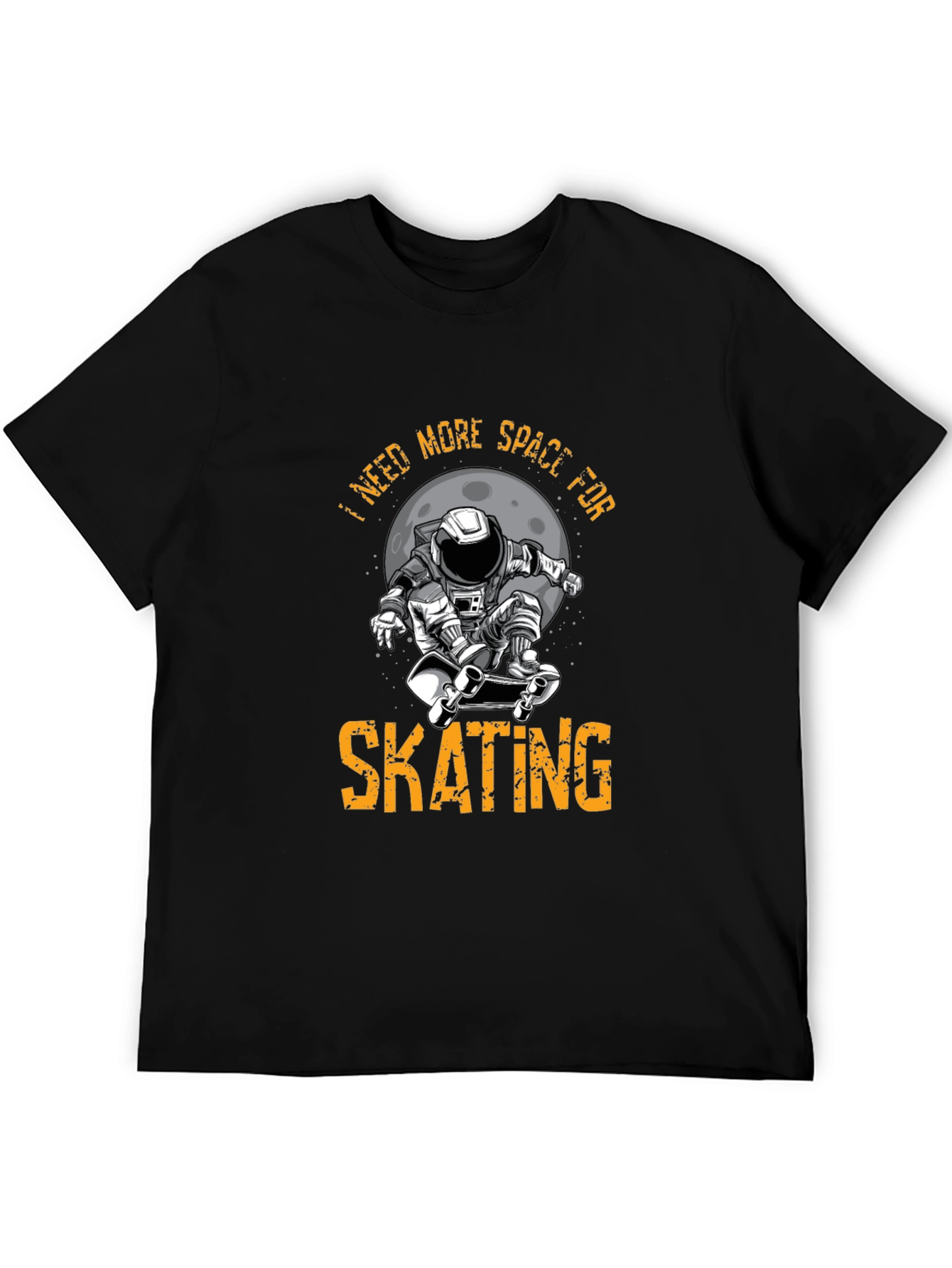Black Skating Astronaut Graphic T-Shirt view 5