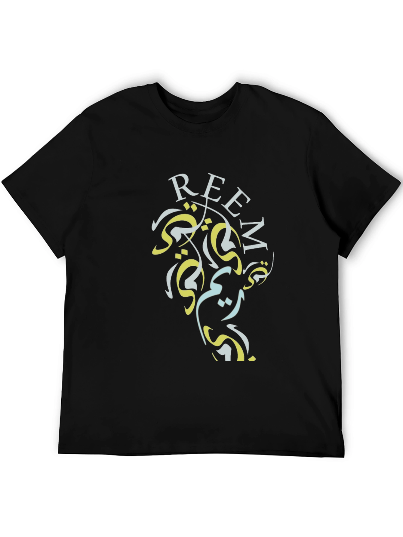 Black Reem Black Graphic Tee - Artistic Word Design T-Shirt view 5