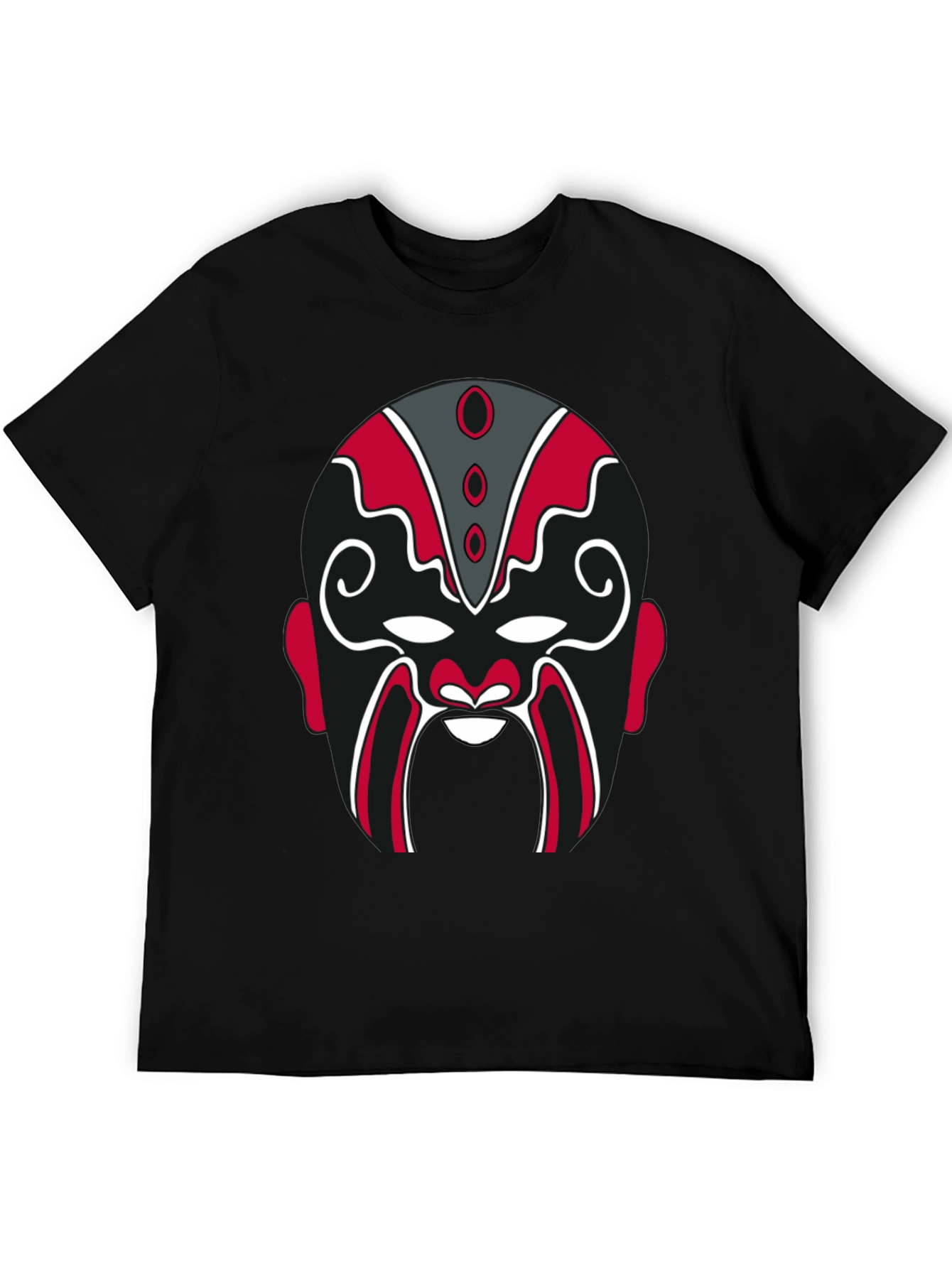 Black Dramatic Mask Graphic Tee - Stylish Black T-Shirt view 5