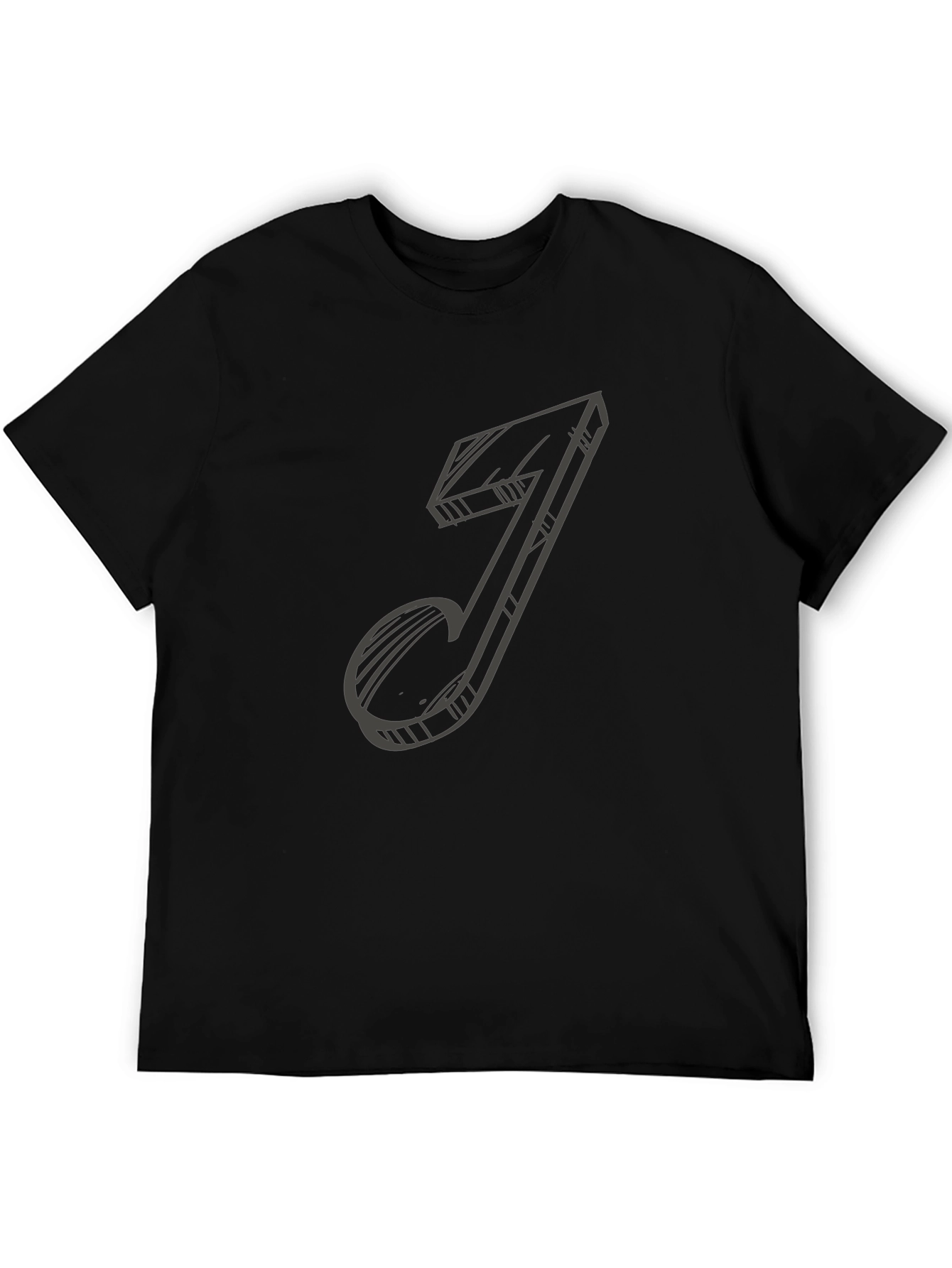 Black Music Note Sketch Black T-Shirt view 5