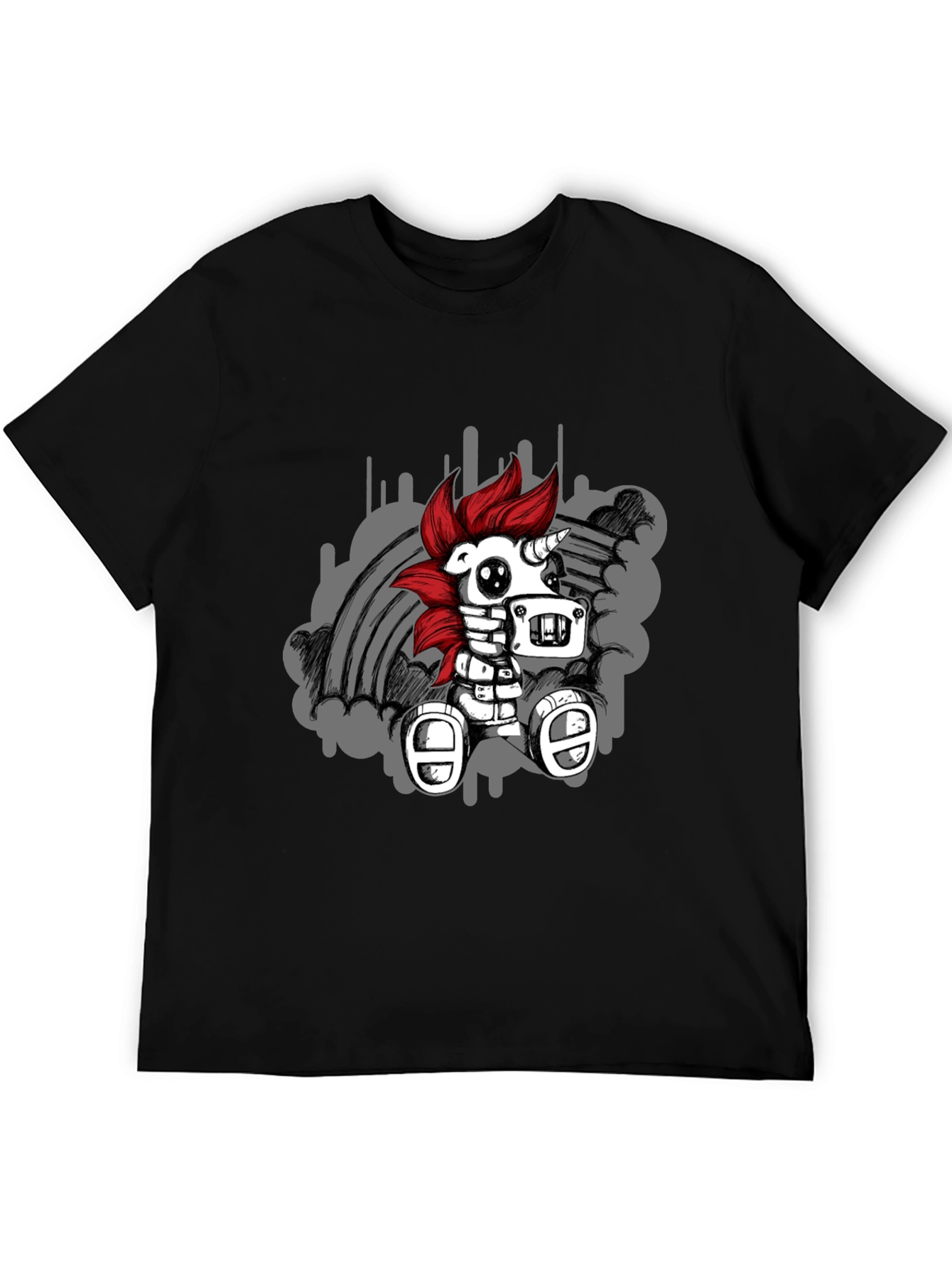 Black Robot Unicorn T-Shirt - Unique Graphic Tee view 5