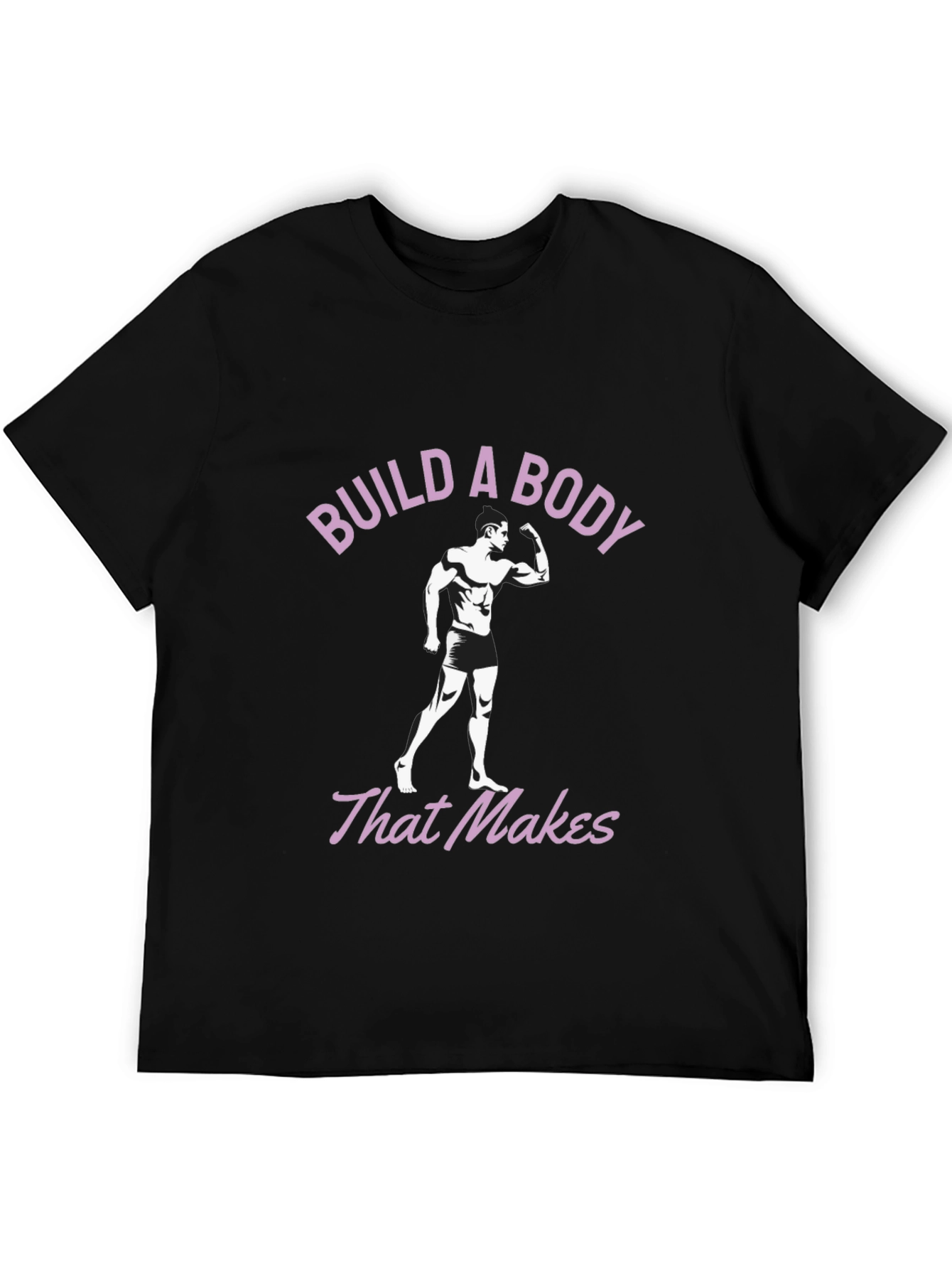 Black Build a Body Motivational Graphic T-Shirt view 5