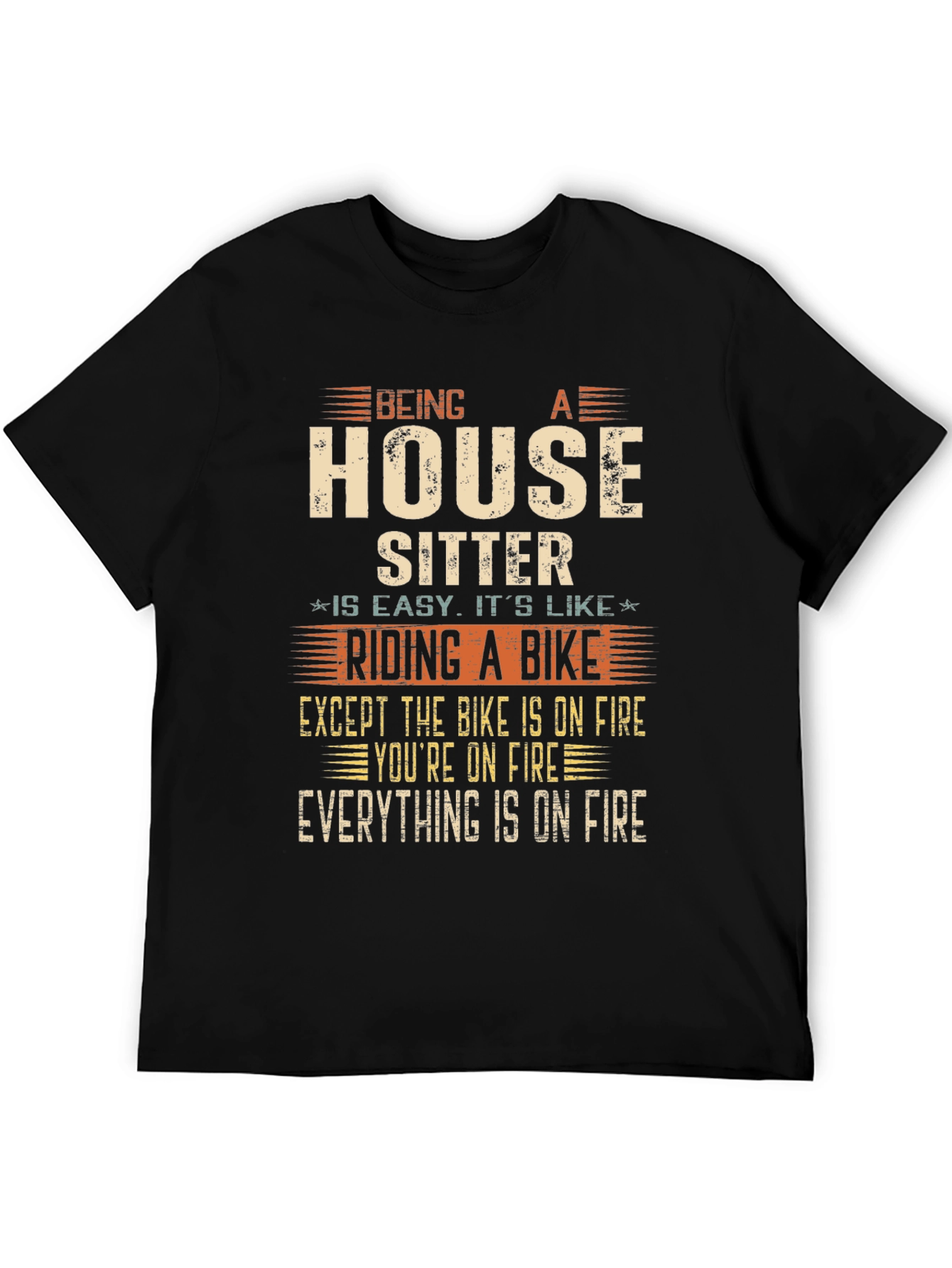 Black House Sitter Humor T-Shirt, Novelty Graphic Tee view 5