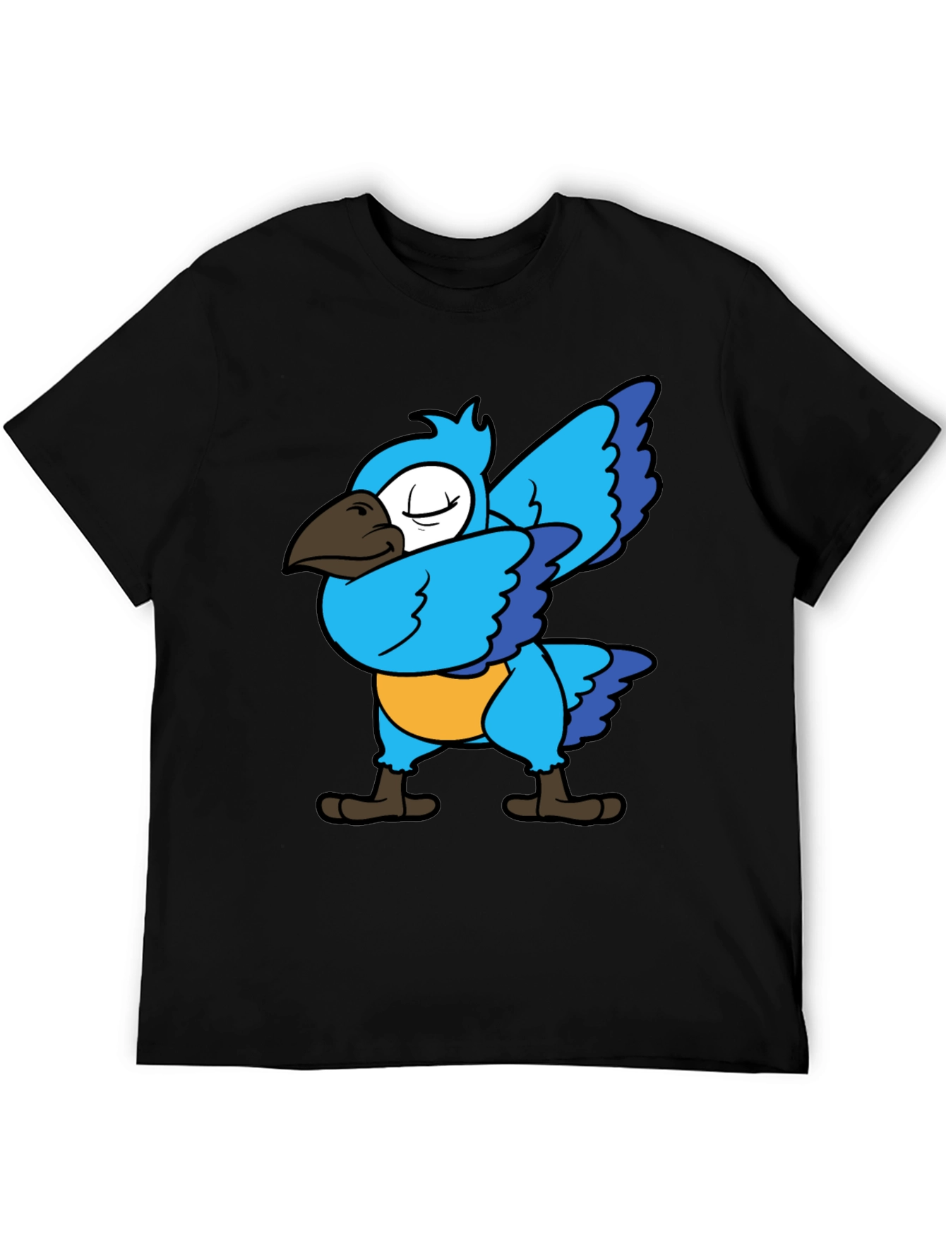 Black Dabbing Parrot T-Shirt - Blue Bird Dance Tee view 5