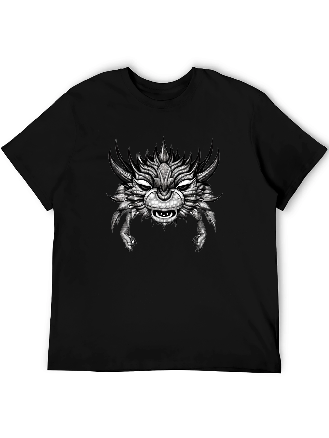 Black Unique Creature Graphic T-Shirt - Black view 5